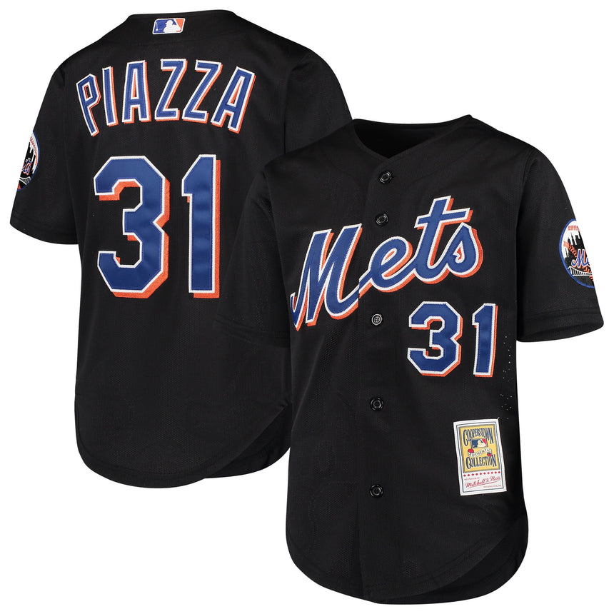 Youth New York Mets Mike Piazza Mitchell & Ness Black Cooperstown Collection Batting Practice Jersey - vstockx
