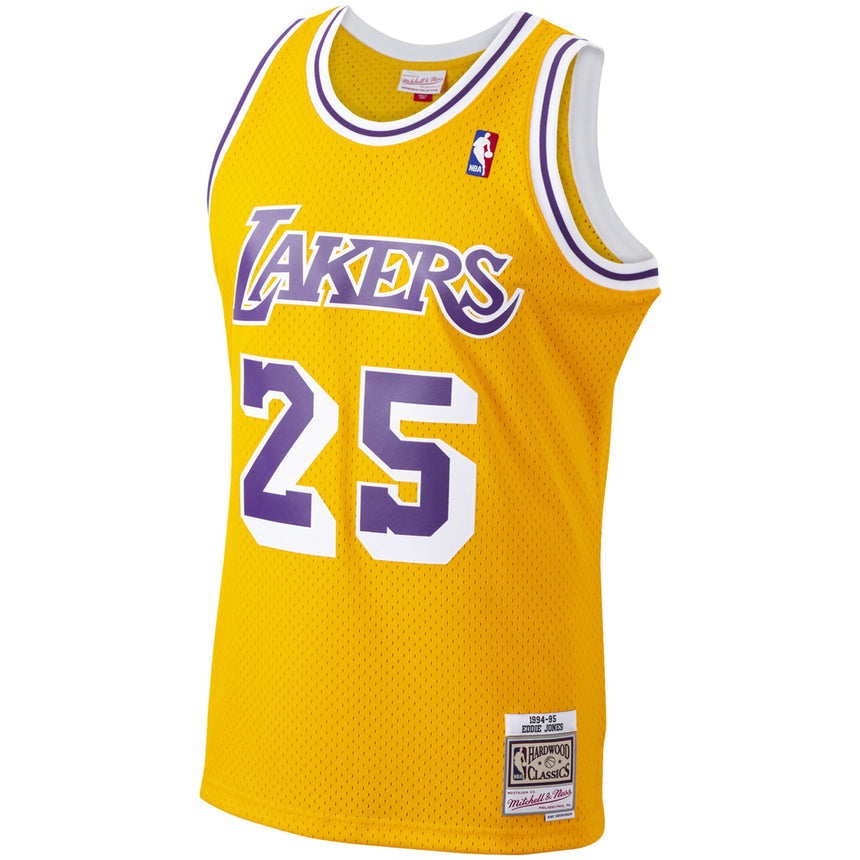 Men's Eddie Jones Los Angeles Lakers Mitchell & Ness 1994-95 Hardwood Classics Swingman Player Jersey - Gold - vstockx