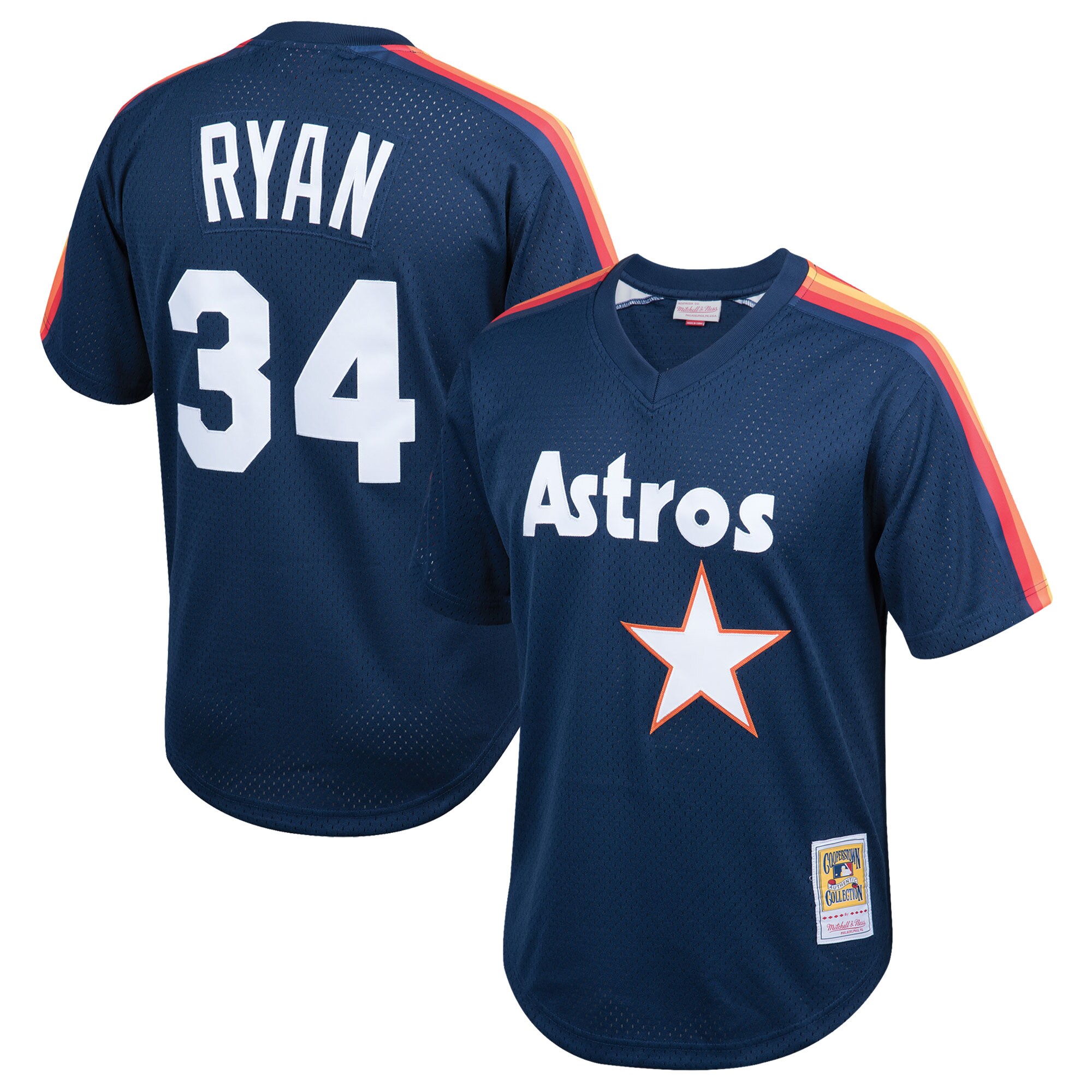 Nolan Ryan Houston Astros Mitchell & Ness Youth Cooperstown Collection Mesh Batting Practice Jersey - Navy - vstockx