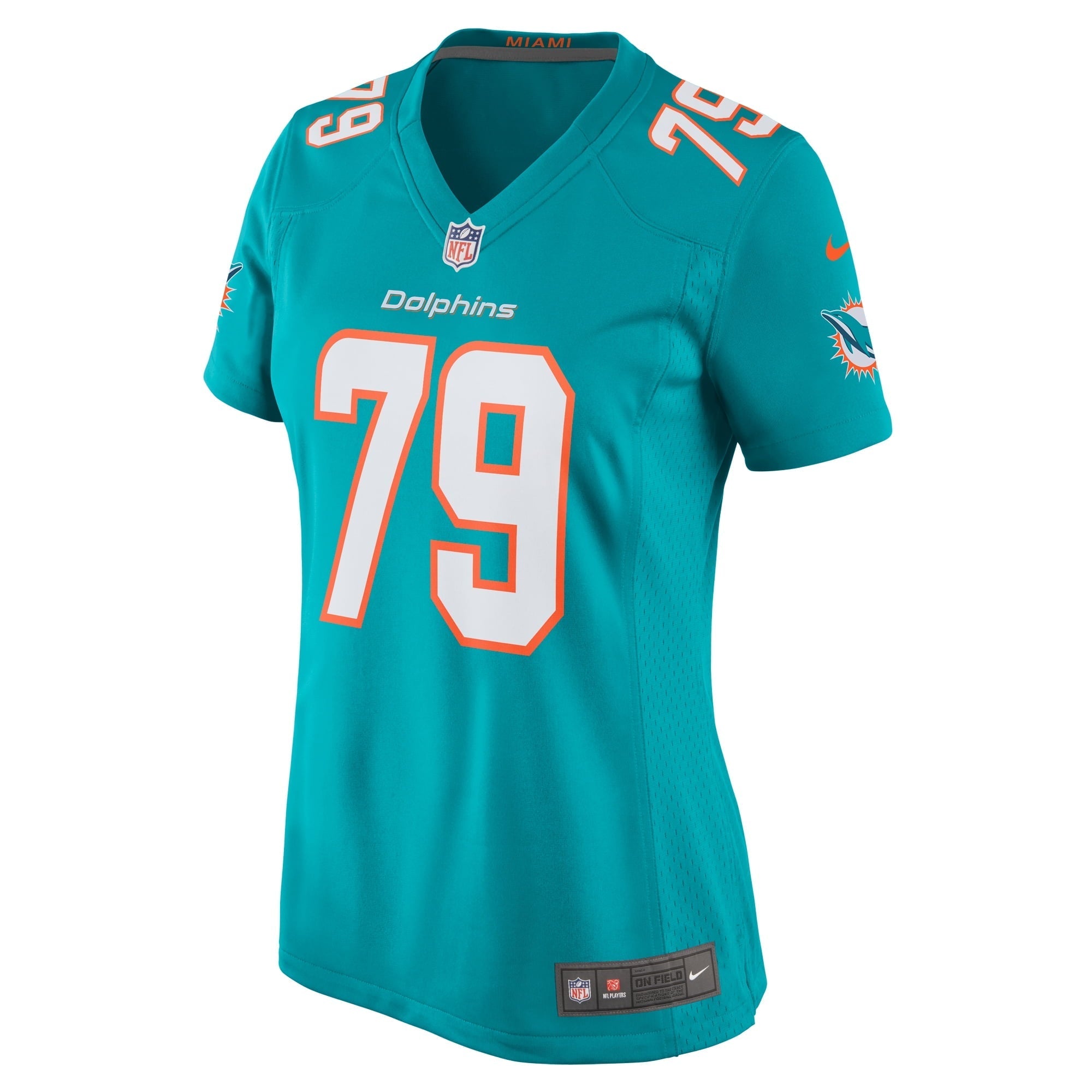Women's Nike Eric Fisher Aqua Miami Dolphins Home Game Player Jersey - vstockx