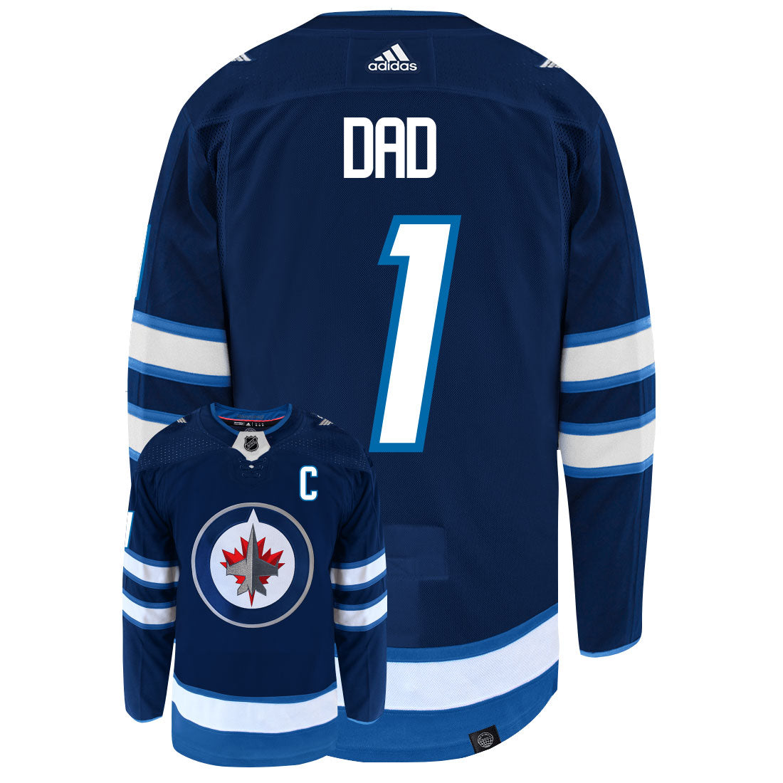 Winnipeg Jets Dad Number One Adidas Primegreen Authentic NHL Hockey Jersey - vstockx