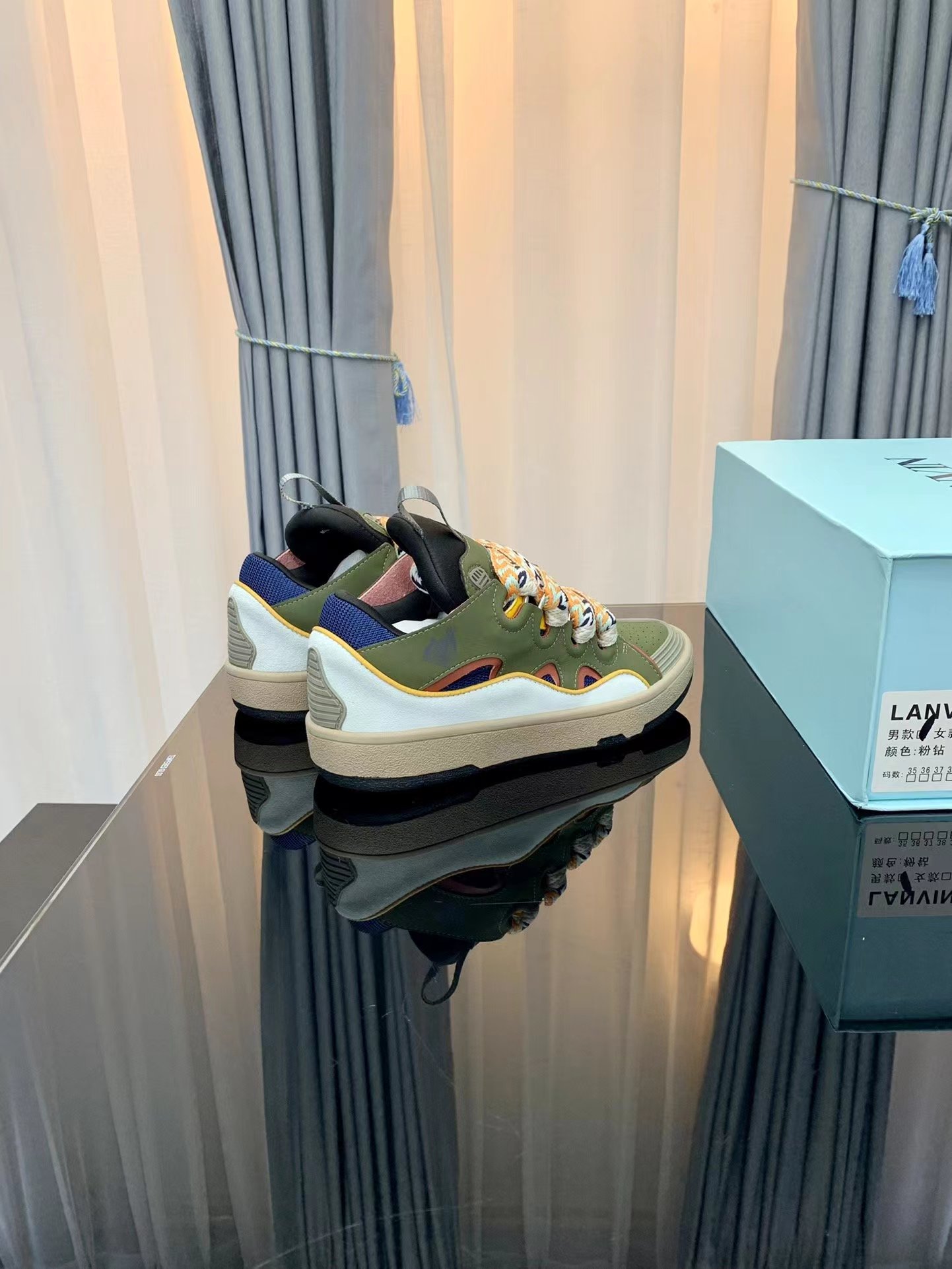 Lanvin Leather Curb army green - vstockx