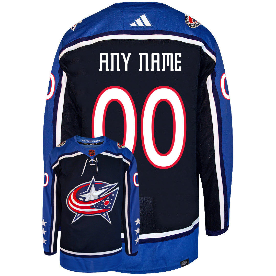 Customizable Columbus Blue Jackets Adidas 2022 Primegreen Reverse Retro Authentic NHL Hockey Jersey - vstockx