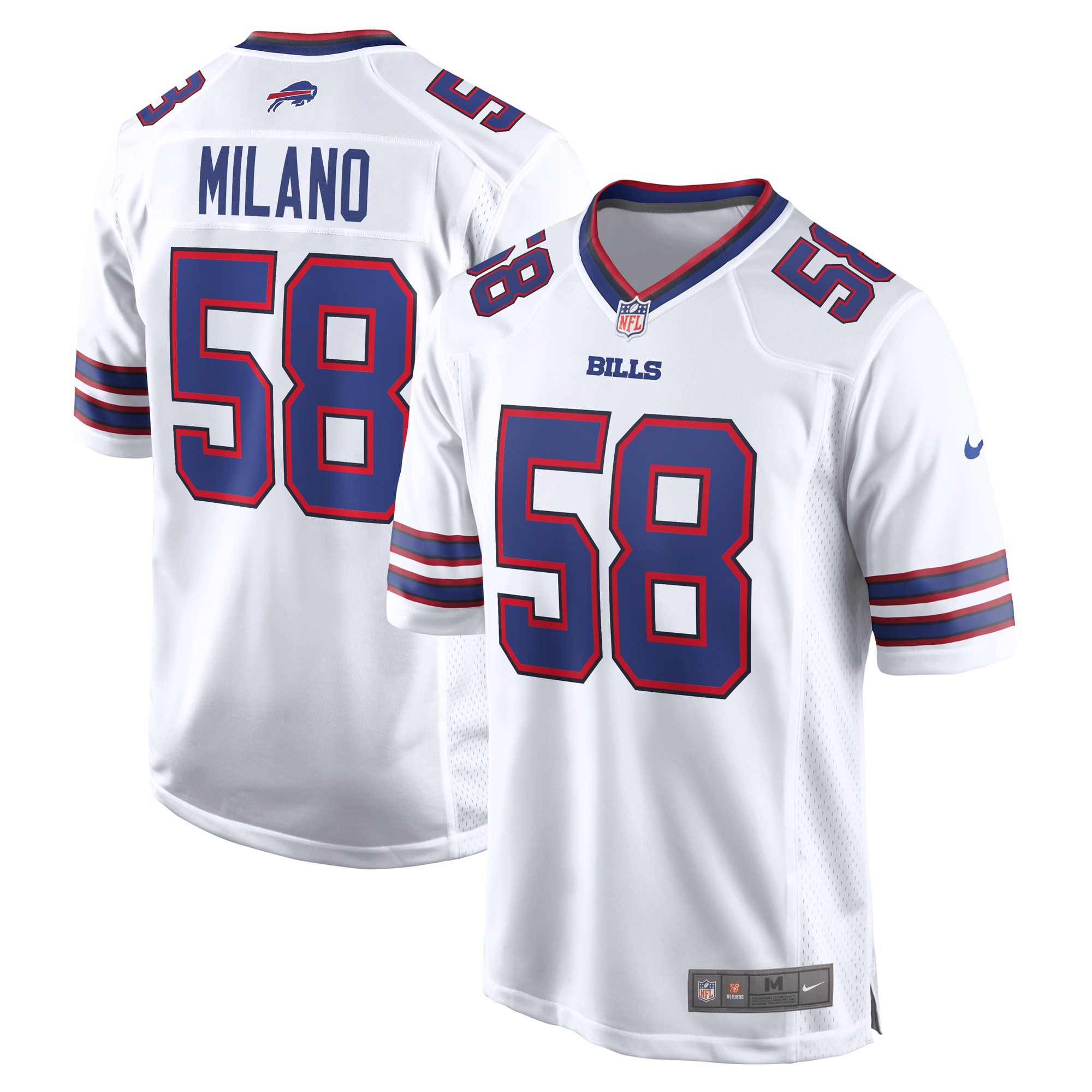 Matt Milano Buffalo Bills Nike Away Game Player Jersey - White - vstockx