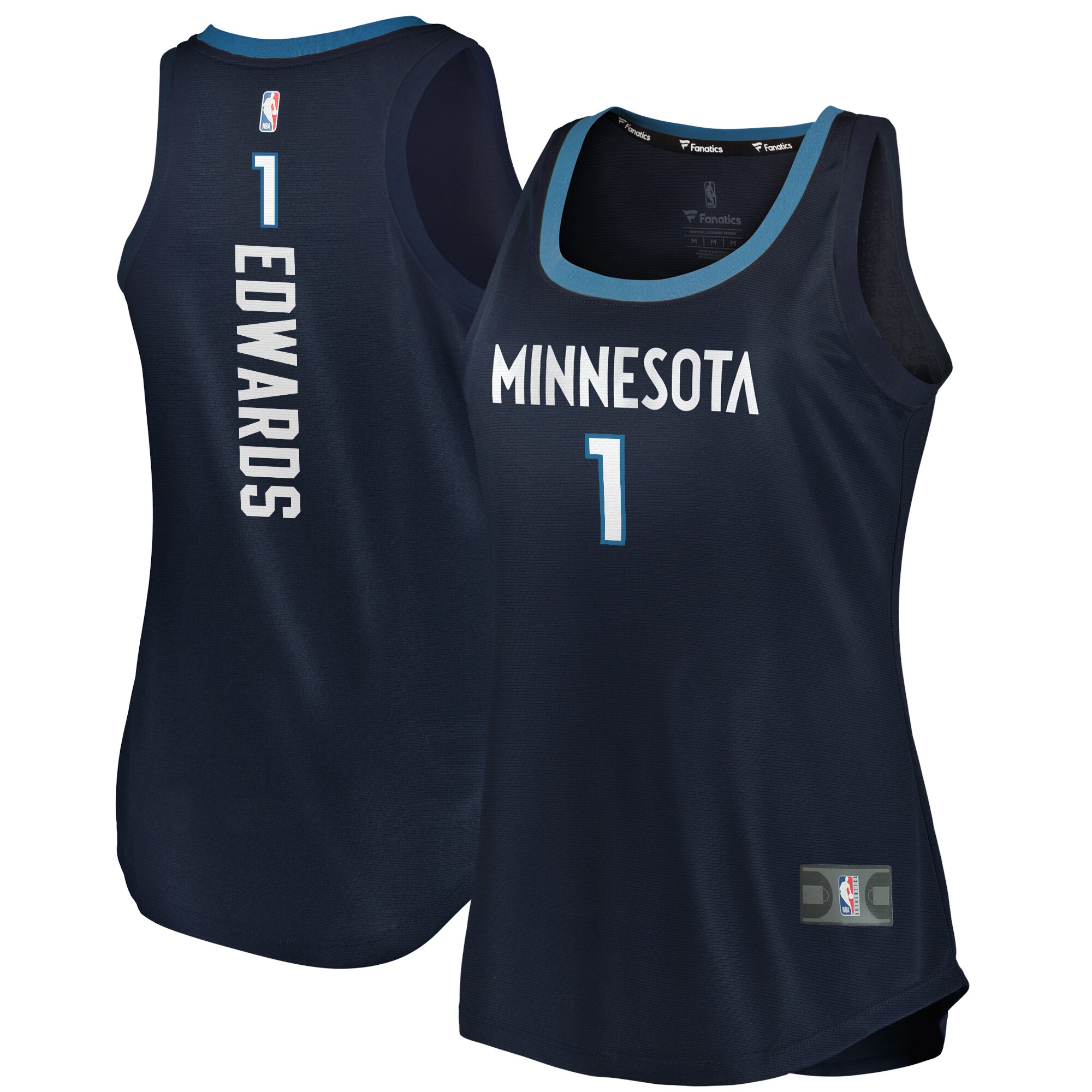 Anthony Edwards Minnesota Timberwolves Fanatics Branded Women's 2021/22 Fast Break Tank Jersey - Icon Edition - Navy - vstockx