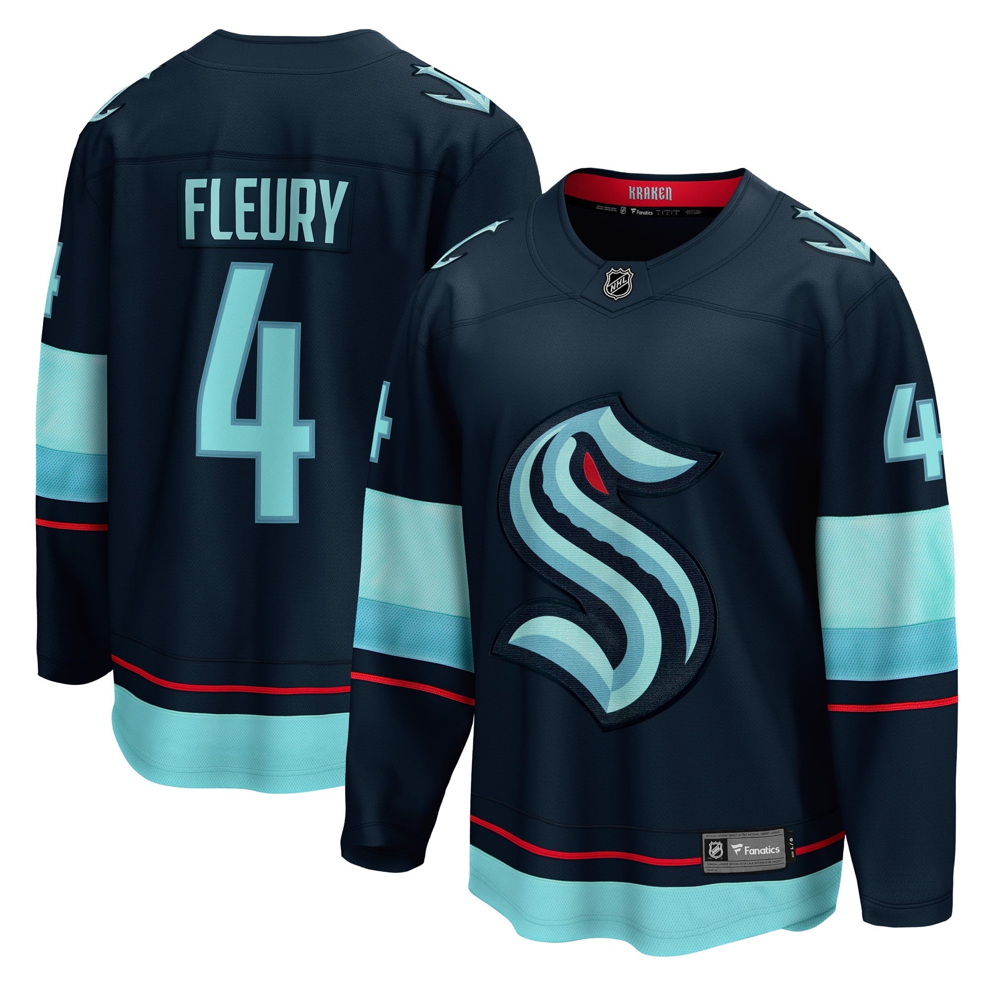 Men's Fanatics Branded Haydn Fleury Deep Sea Blue Seattle Kraken Home Breakaway Player Jersey - vstockx