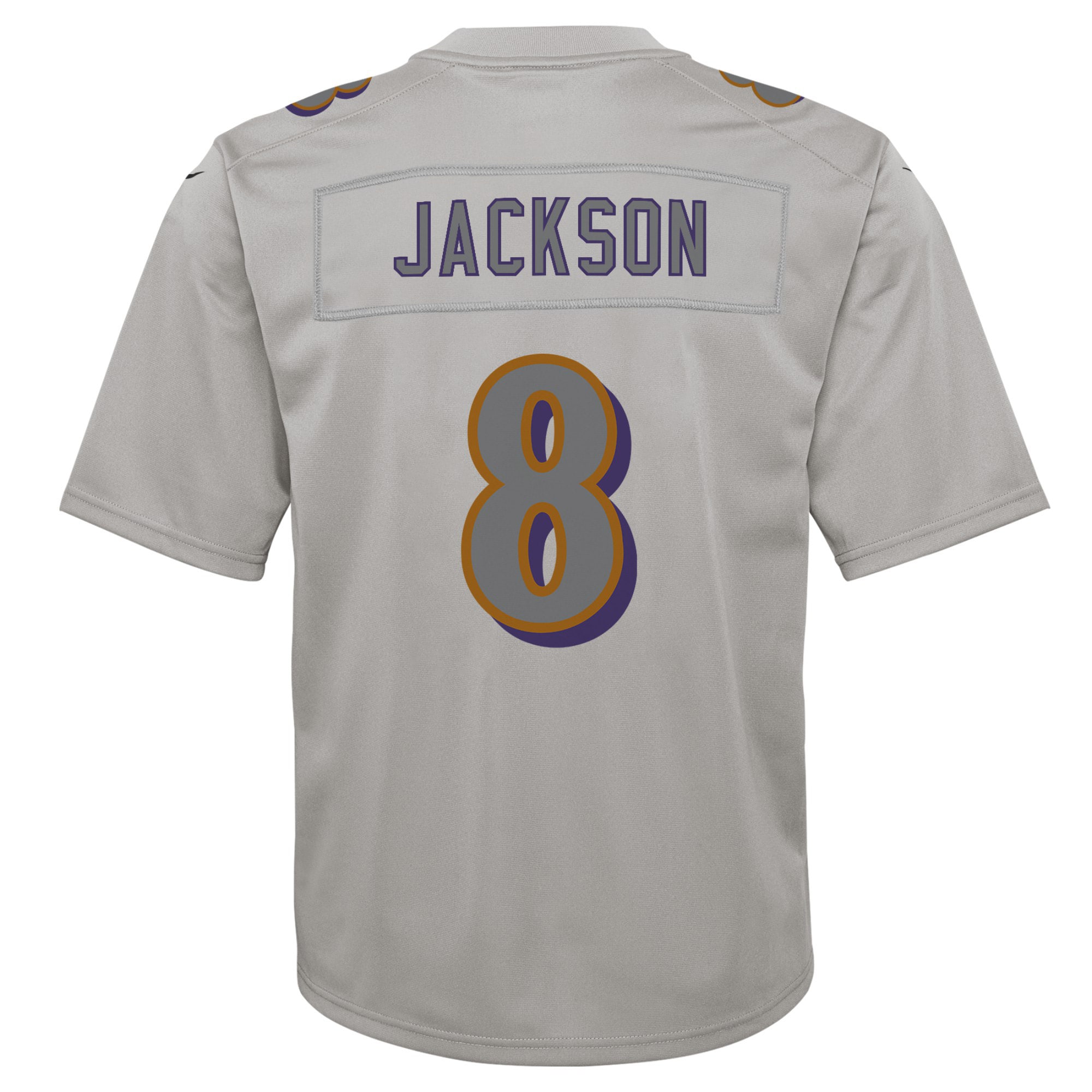 Lamar Jackson Baltimore Ravens Nike Youth Atmosphere Fashion Game Jersey - Gray - vstockx