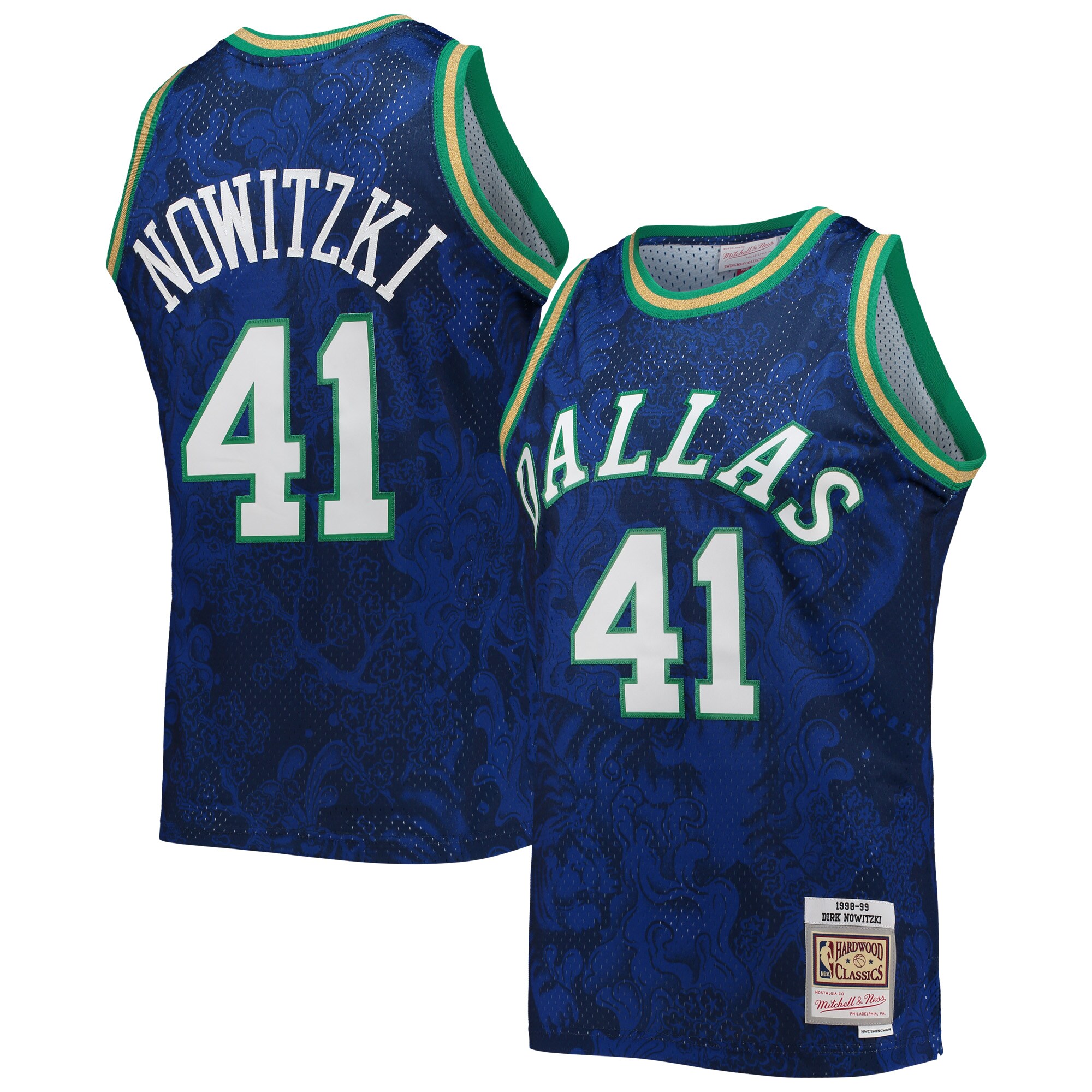 Dirk Nowitzki Dallas Mavericks Mitchell & Ness Hardwood Classics 1998/99 Lunar New Year Swingman Jersey - Blue - vstockx