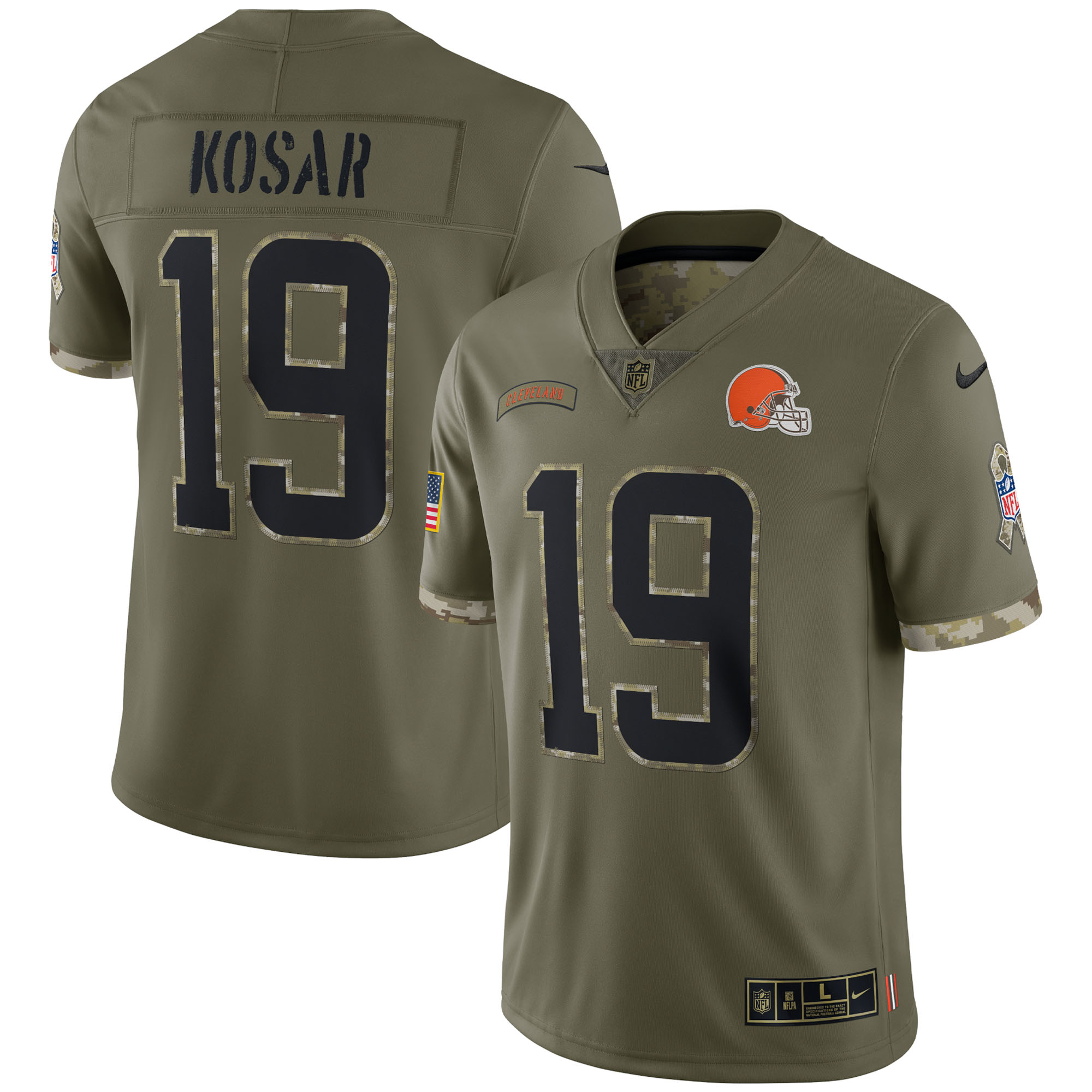 Bernie Kosar Cleveland Browns 2022 Salute To Service Retired Player Limited Jersey - Olive - vstockx
