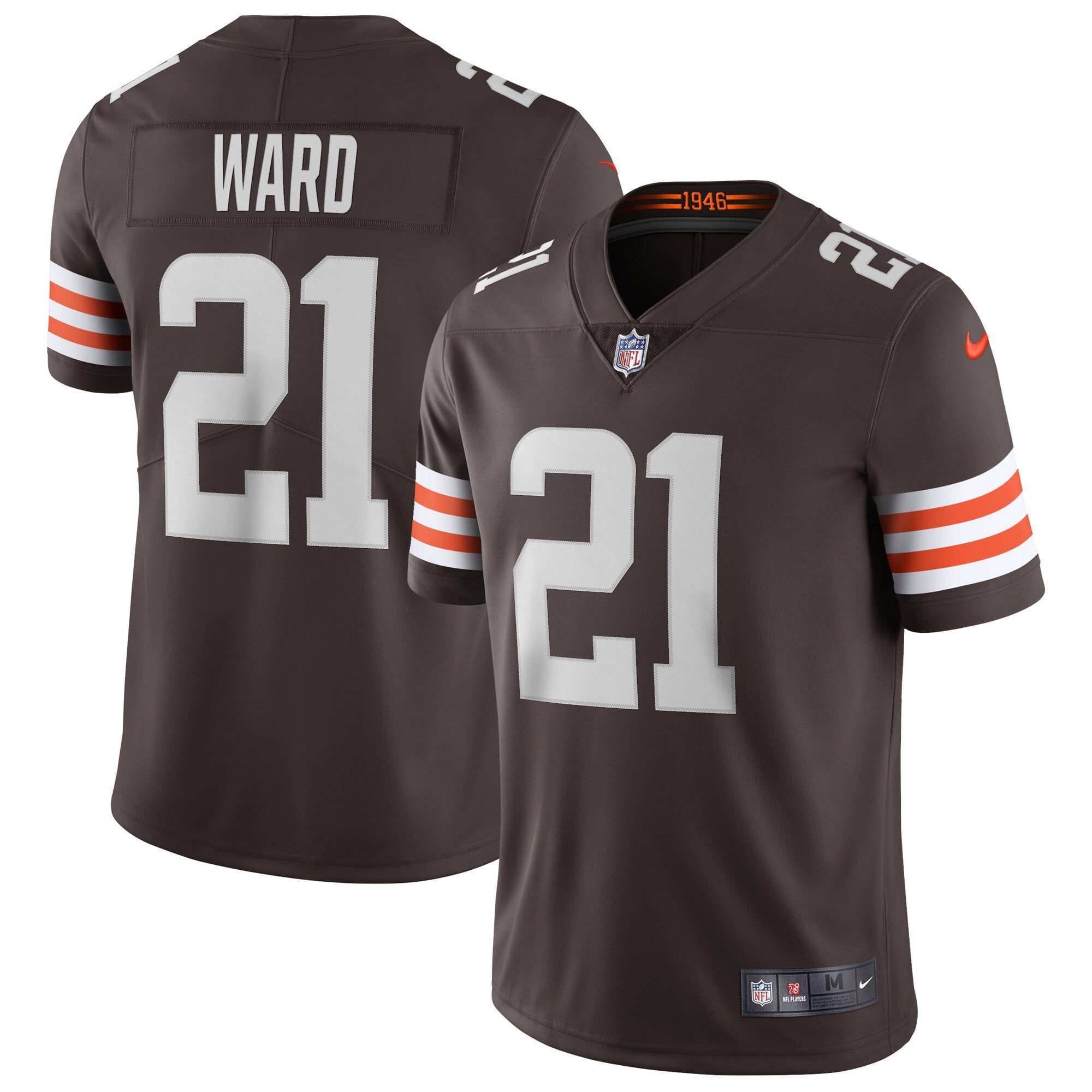 Men's Nike Denzel Ward Brown Cleveland Browns Vapor Limited Jersey - vstockx
