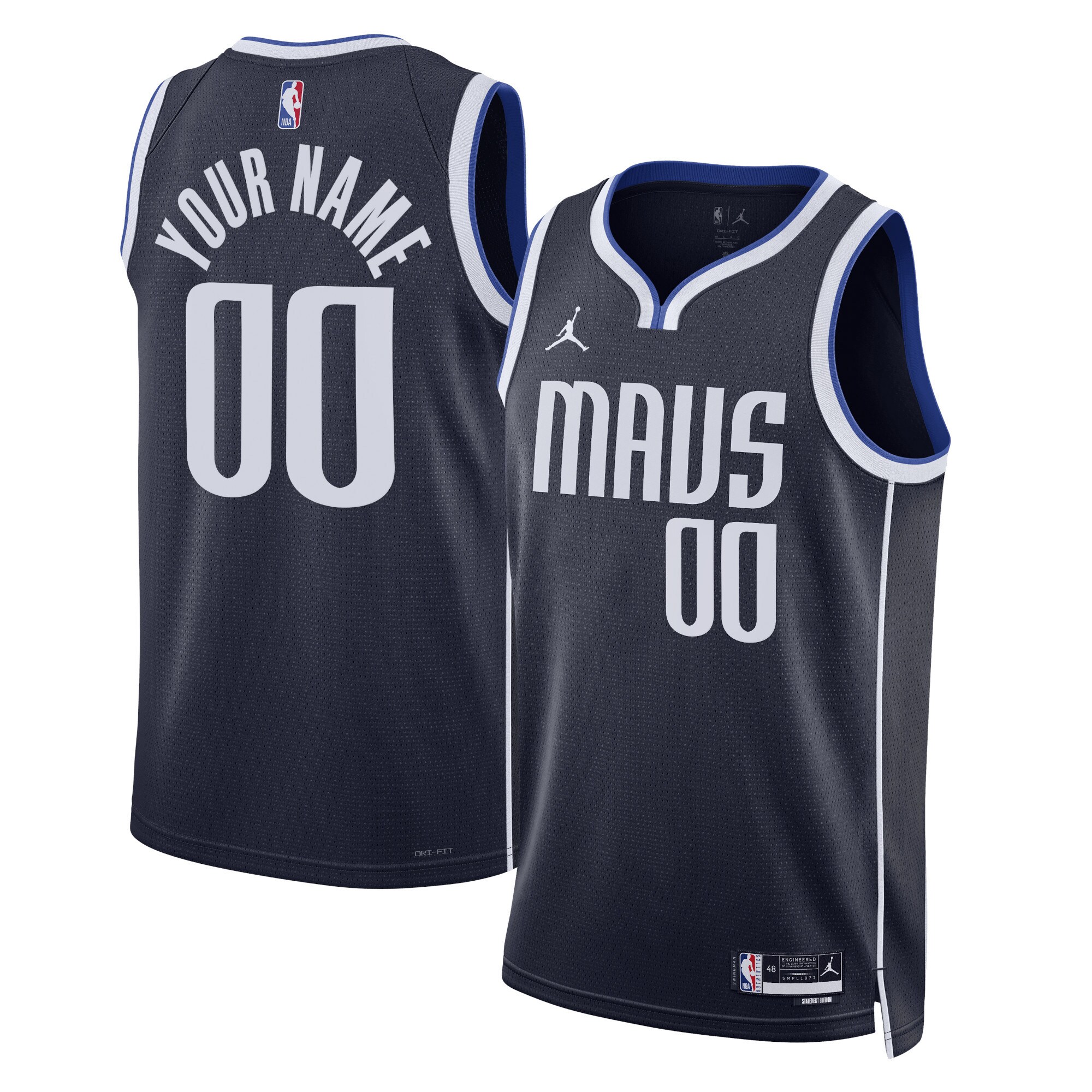 Dallas Mavericks Jordans Brand Unisex 2022/23 Swingman Custom Jersey - Statement Edition - Navy - vstockx