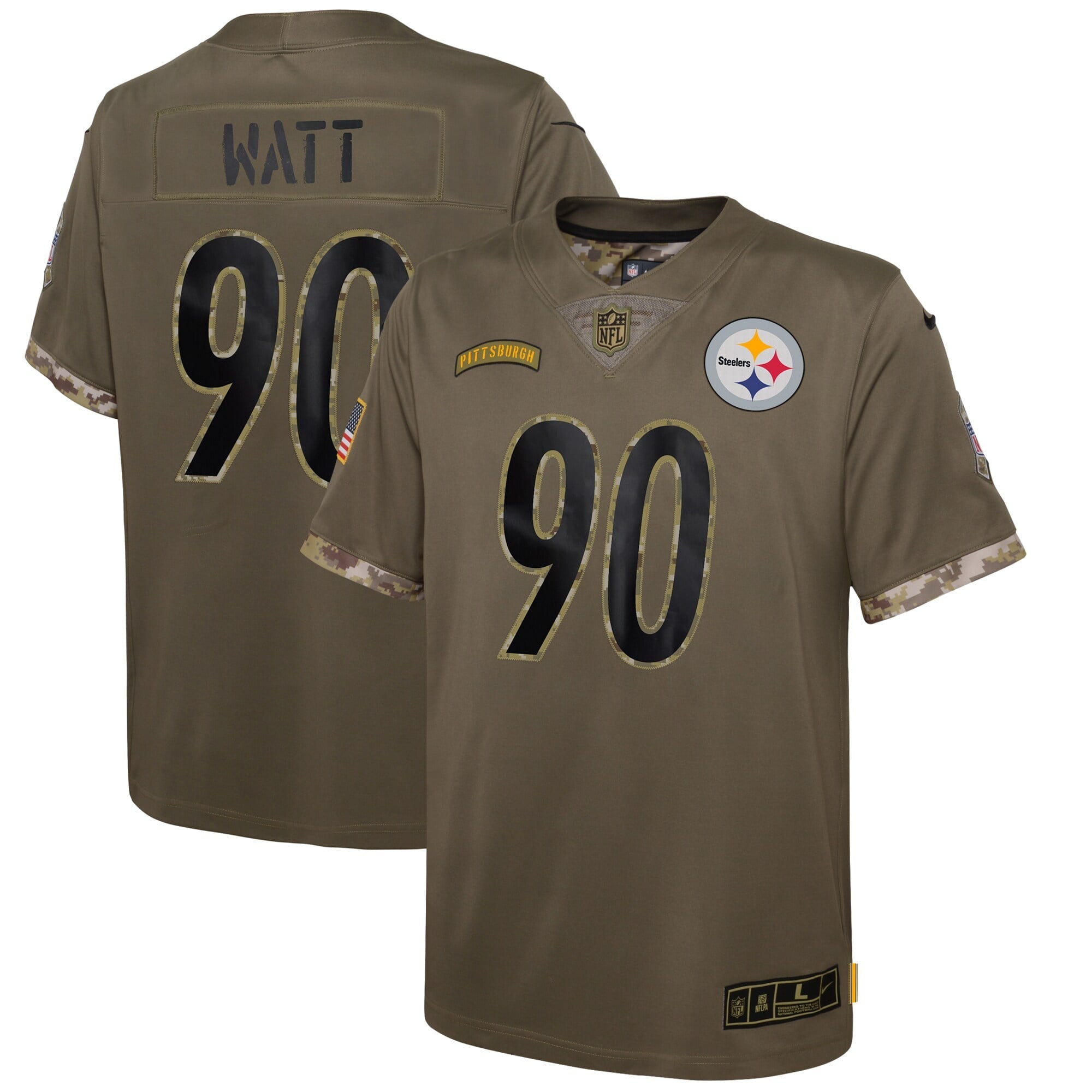 Youth Nike Olive Pittsburgh Steelers 2022 Salute To Service Player Limited Jersey - vstockx