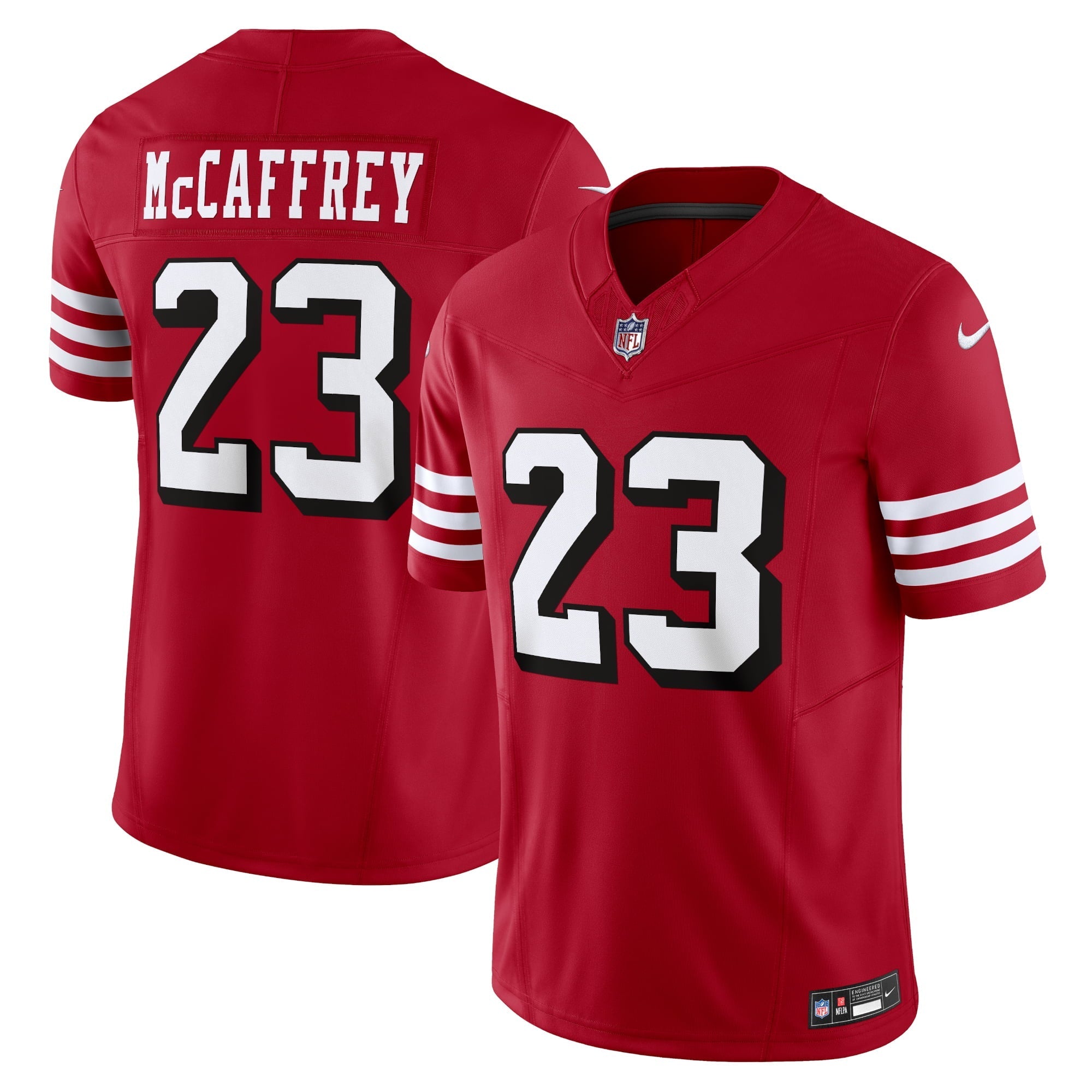 Men's Nike Christian McCaffrey Scarlet San Francisco 49ers Alternate Vapor F.U.S.E. Limited Jersey - vstockx