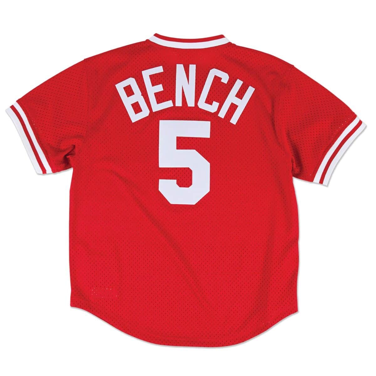 Authentic Mesh BP Jersey Cincinnati Reds 1983 Johnny Bench - vstockx