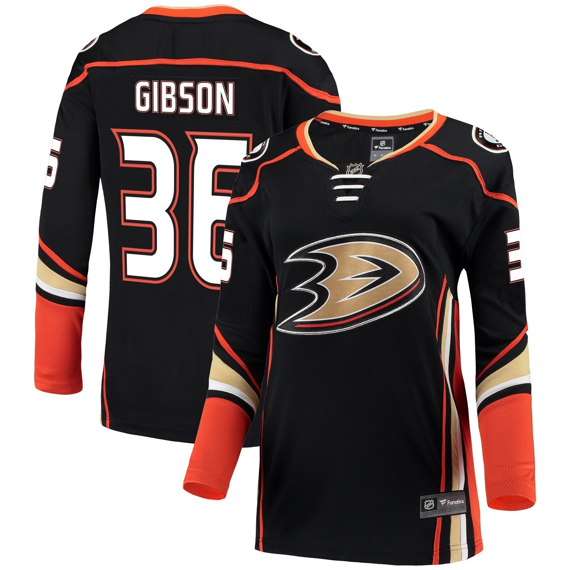 Women's Fanatics Branded John Gibson Black Anaheim Ducks Breakaway Jersey - vstockx