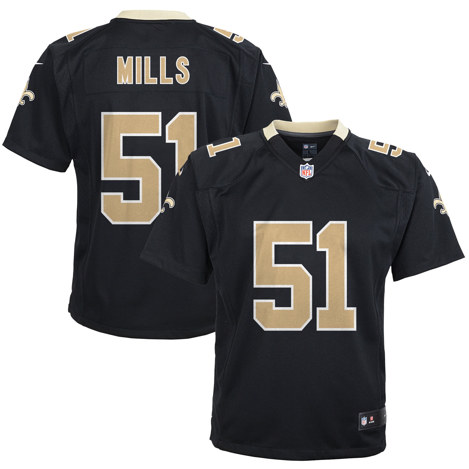 Sam Mills New Orleans Saints Nike Youth Retired Game Jersey - Black - vstockx