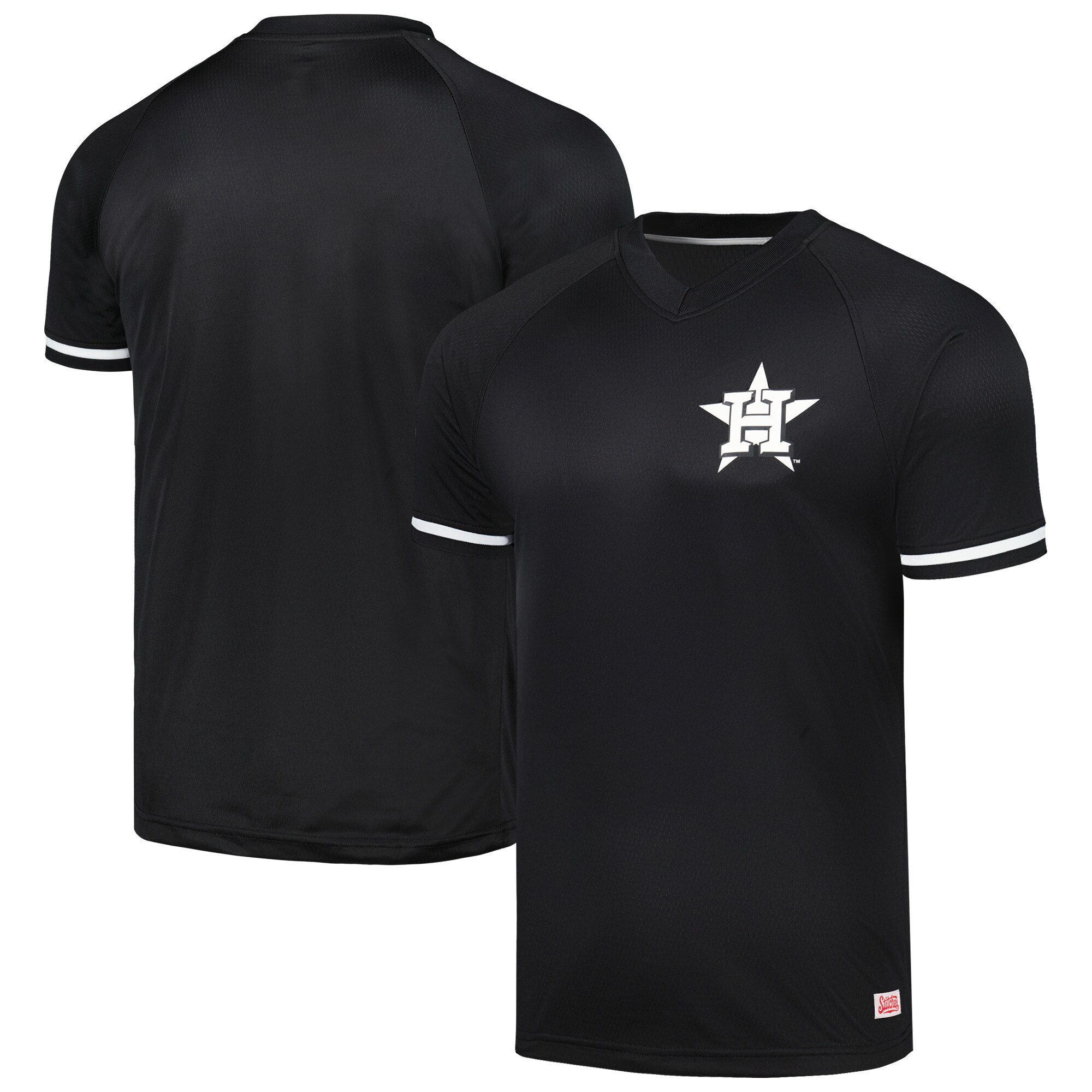 Houston Astros Stitches Black Raglan V-Neck Jersey - vstockx