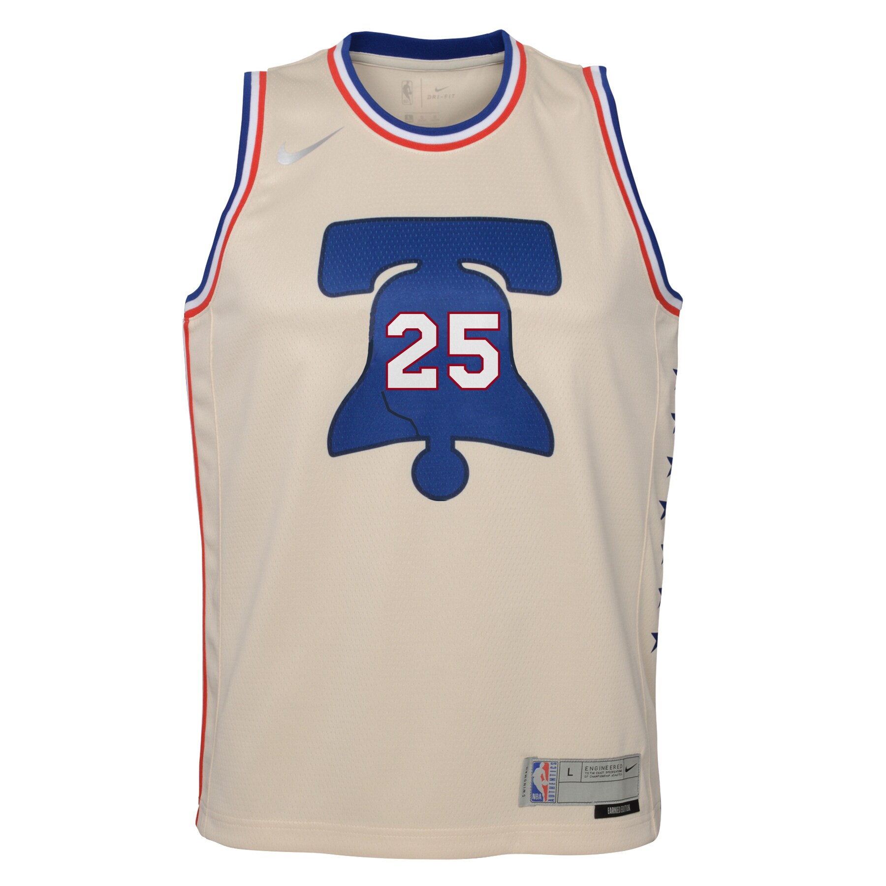 Ben Simmons Philadelphia 76ers Nike Youth 2020/21 Swingman Player Jersey Cream - Earned Edition - vstockx