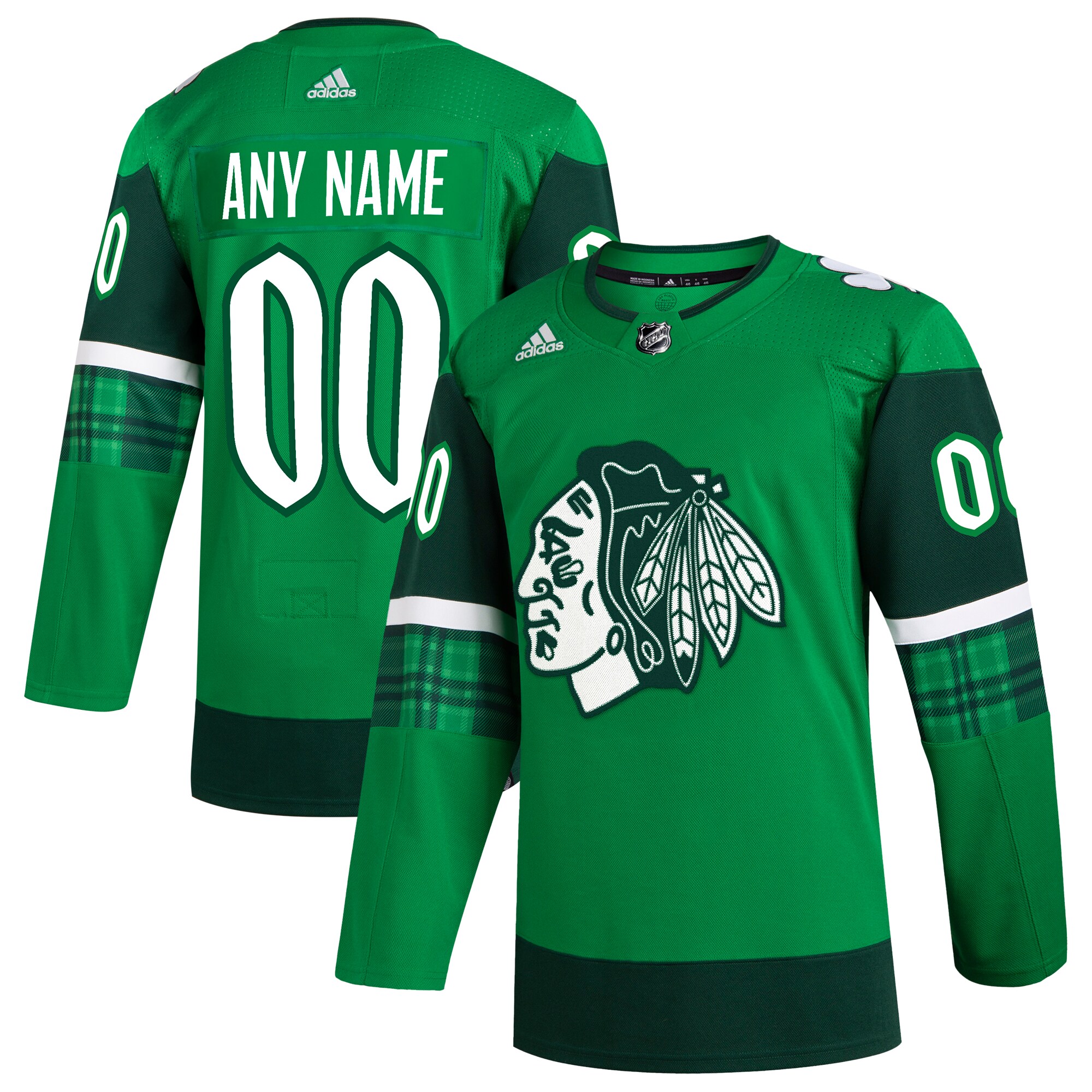 Chicago Blackhawks adidas St. Patrick's Day Authentic Custom Jersey - Kelly Green - vstockx