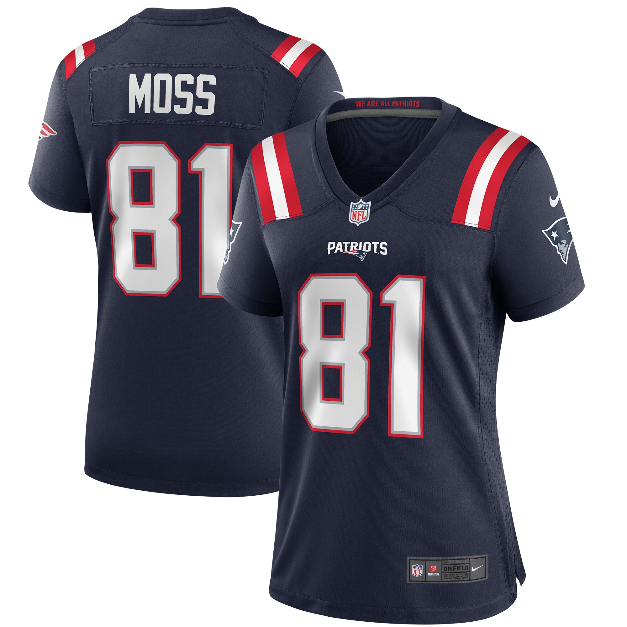 Randy Moss New England Patriots Nike Women's Game Retired Player Jersey - Navy - vstockx