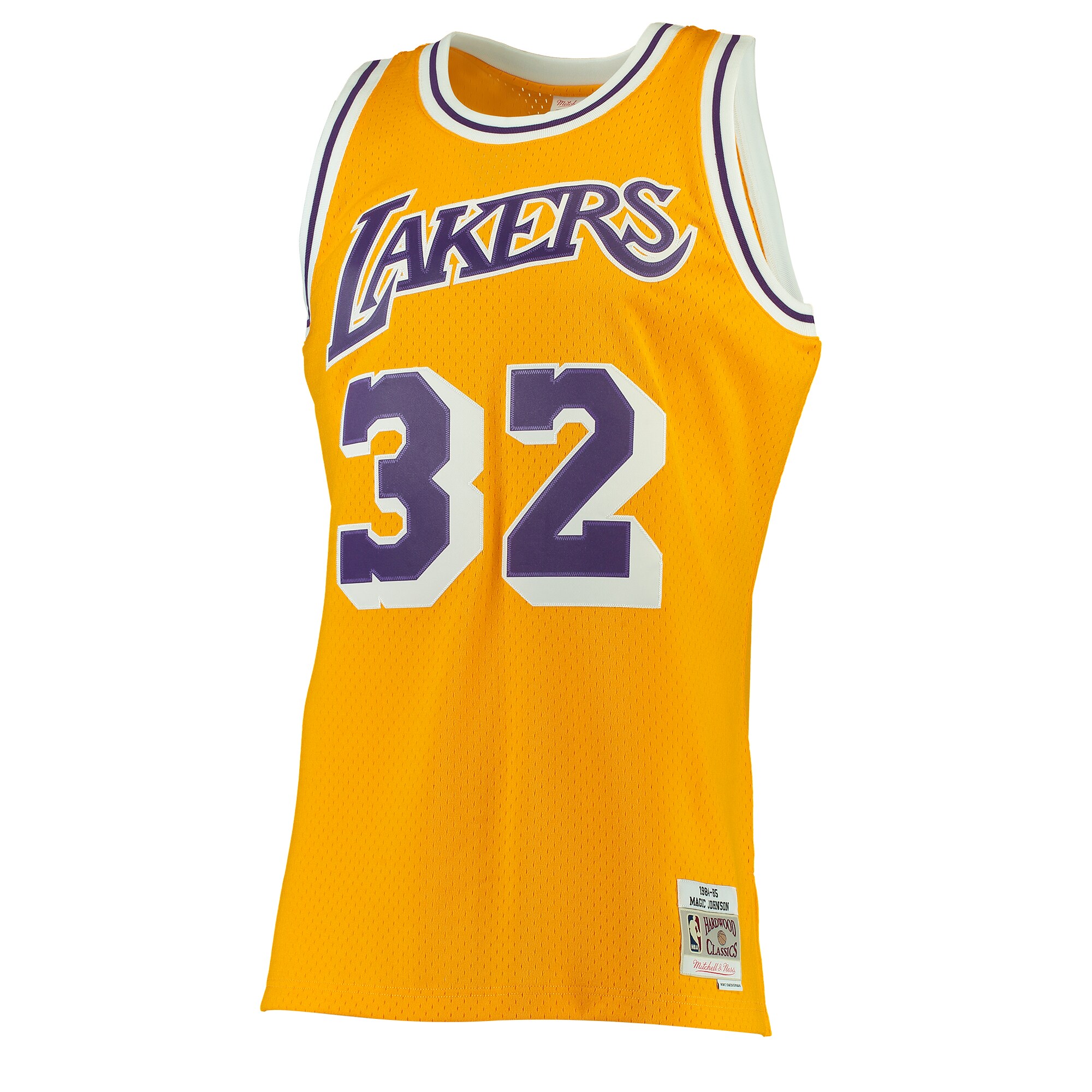 Magic Johnson Los Angeles Lakers Mitchell & Ness Hardwood Classics Swingman Jersey - Gold - vstockx