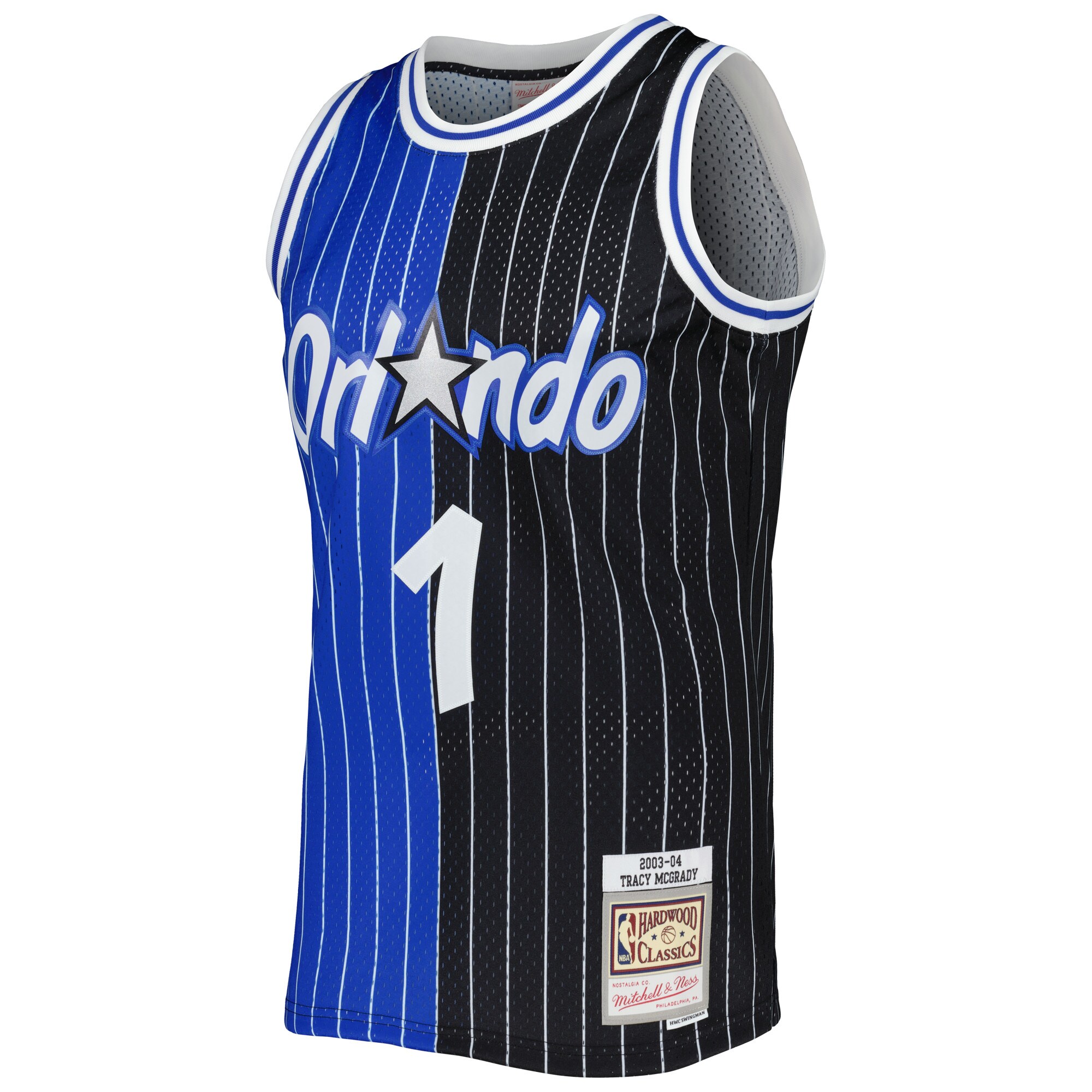 Tracy McGrady Orlando Magic Mitchell & Ness Hardwood Classics 2003/04 Split Swingman Jersey - Blue/Black - vstockx