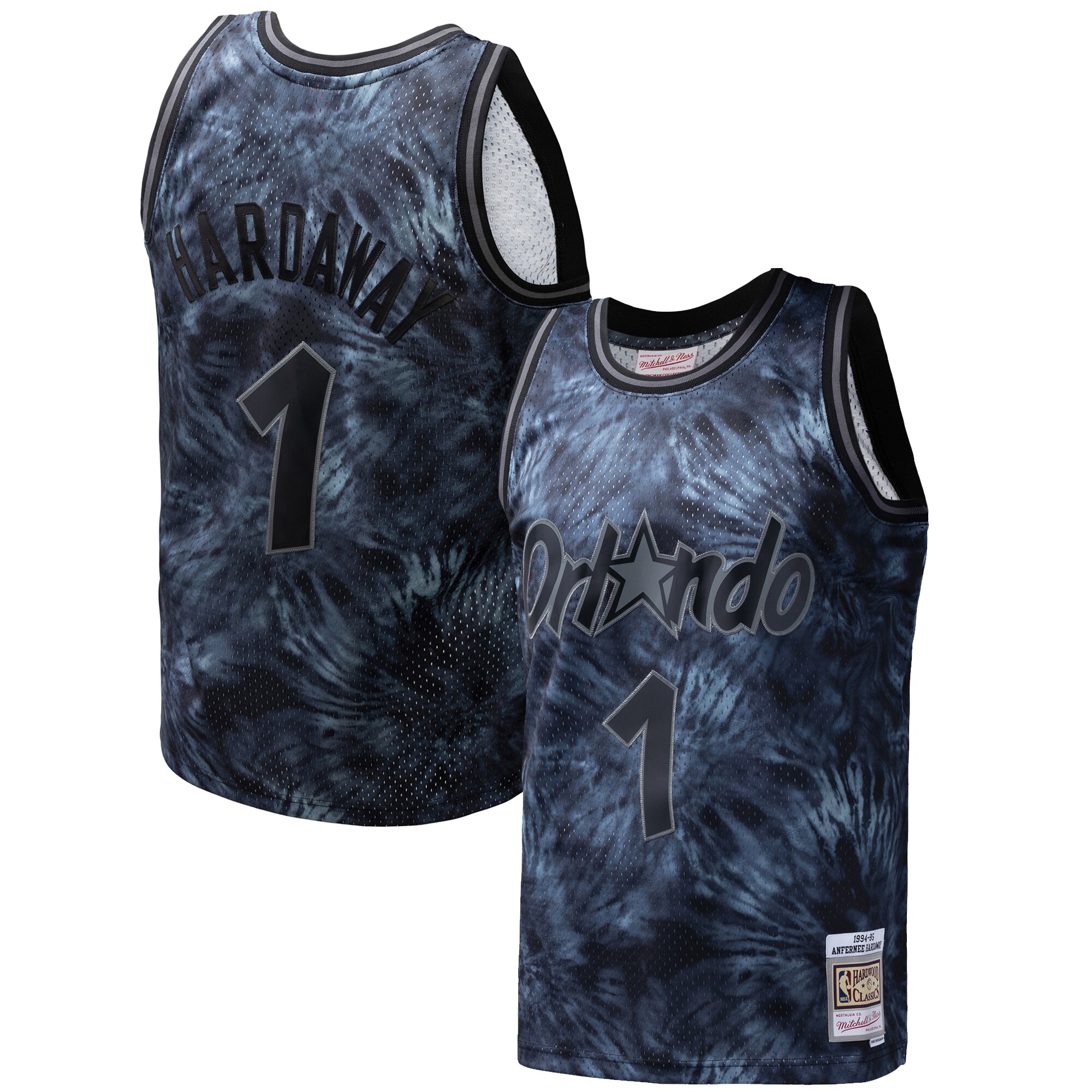 Penny Hardaway Orlando Magic Mitchell & Ness Hardwood Classics 1984/85 Tie-Dye Swingman Jersey - Black - vstockx
