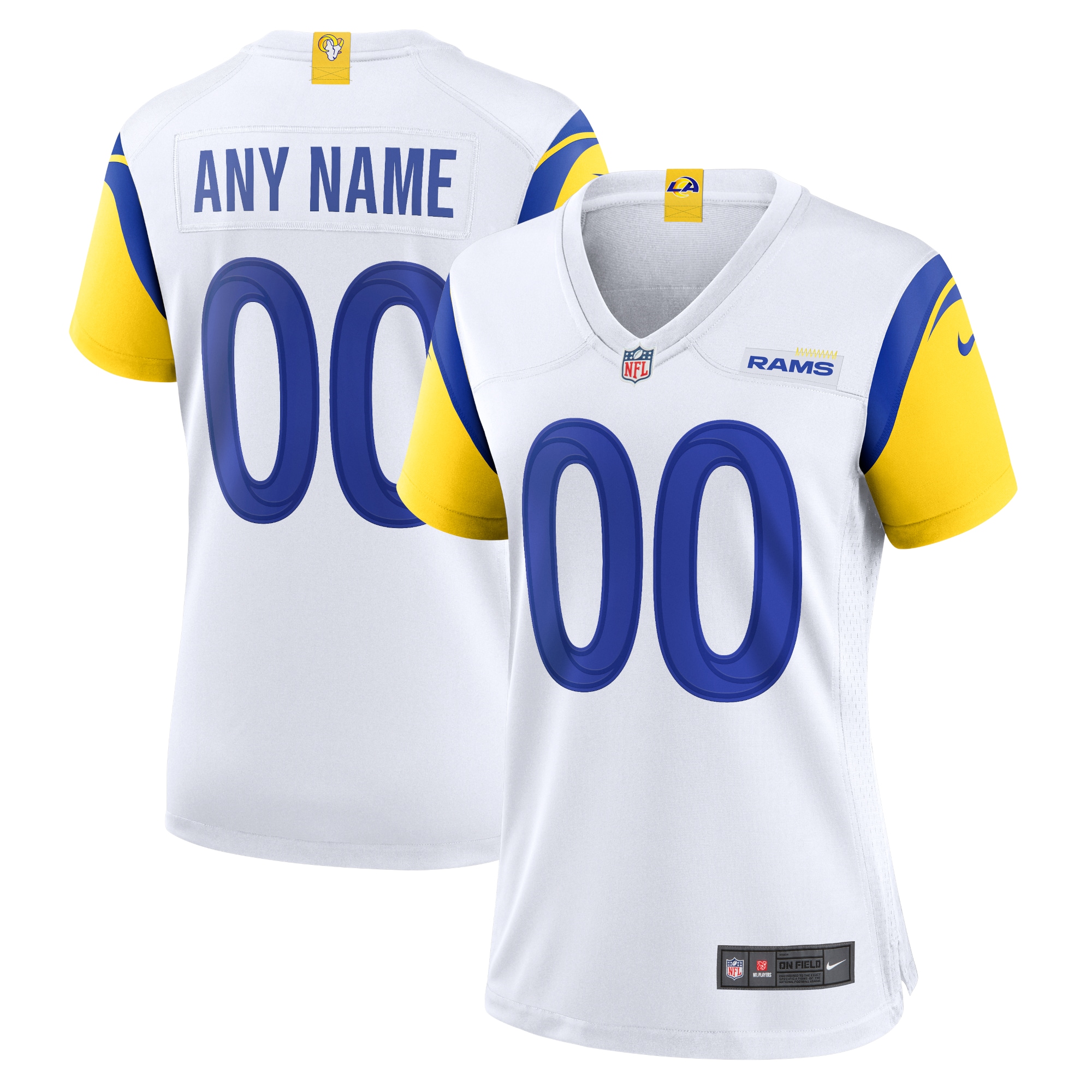 Los Angeles Rams Nike Women's Alternate Custom Jersey - White - vstockx