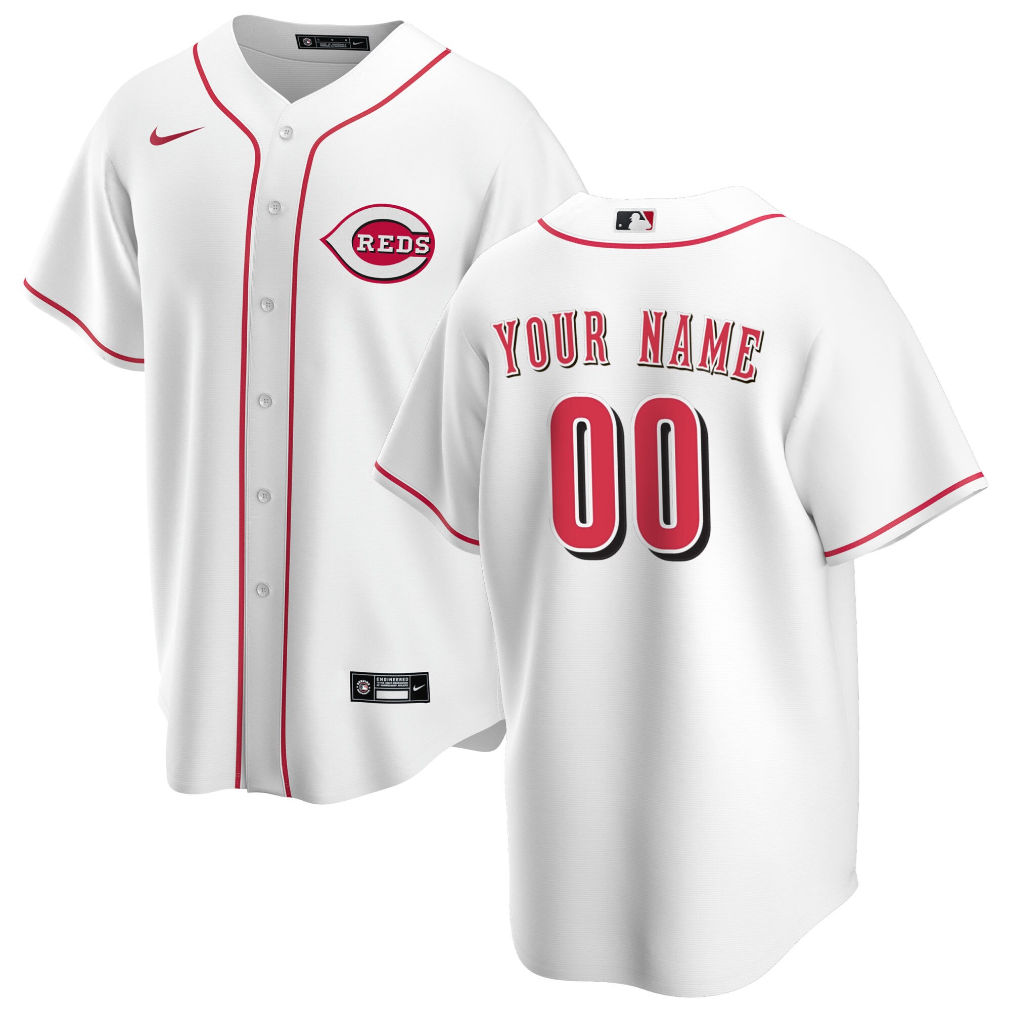 Cincinnati Reds Nike Home Replica Custom Jersey - White - vstockx
