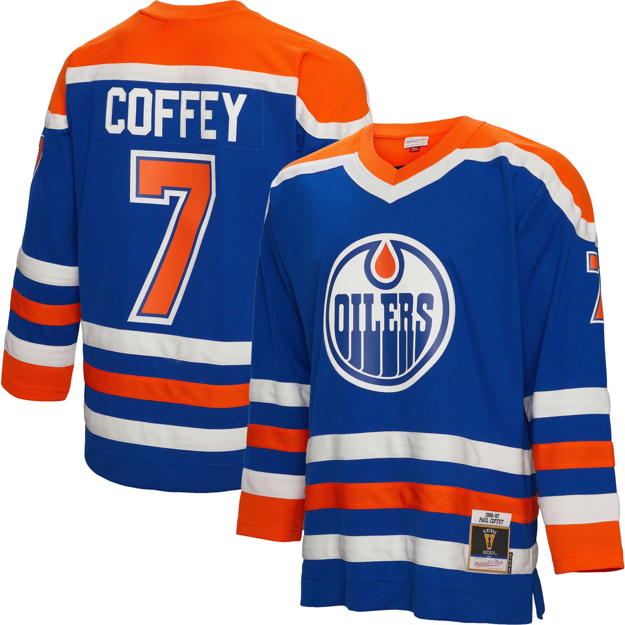 Paul Coffey Edmonton Oilers Mitchell & Ness 1986/87 Blue Line Player Jersey - Royal - vstockx