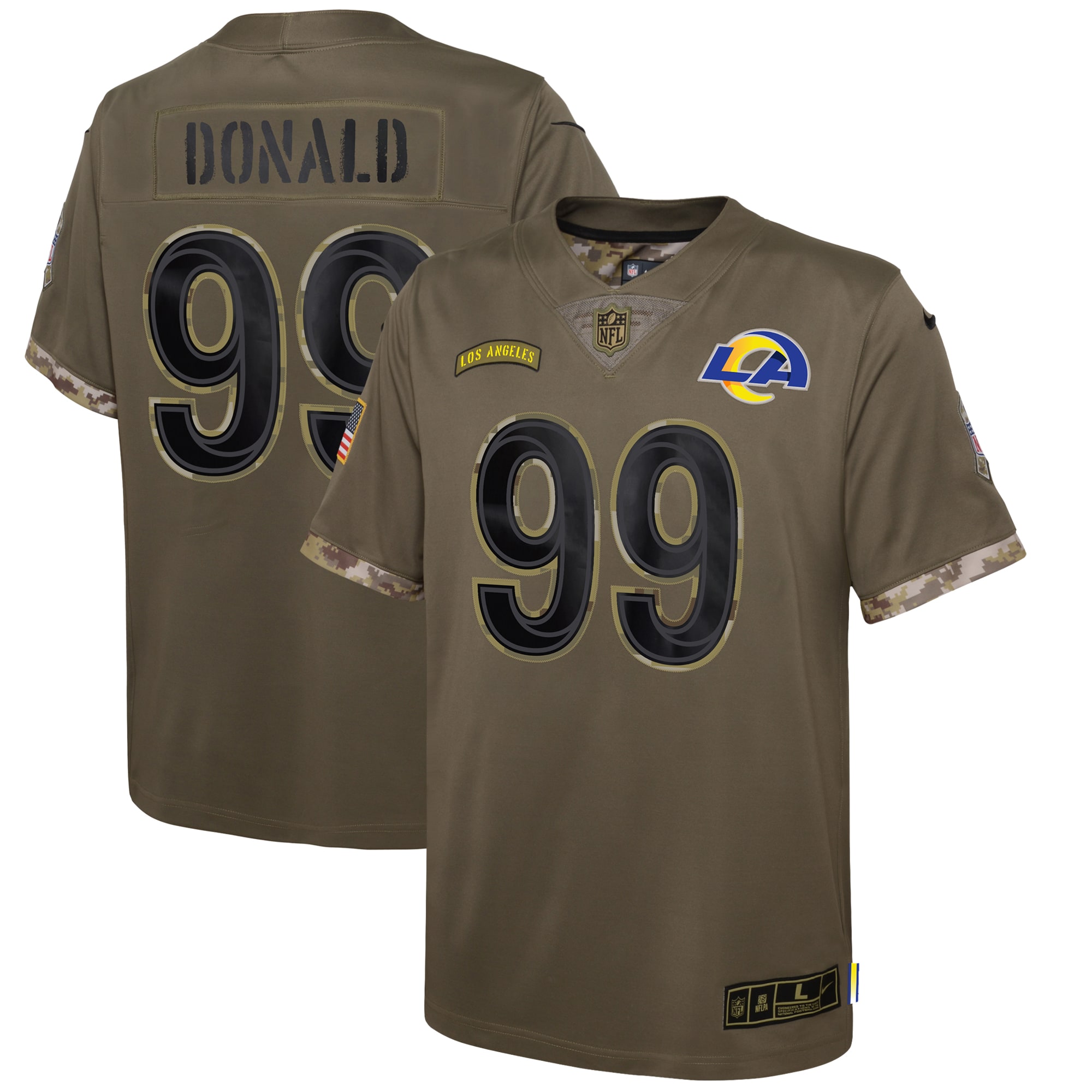 Aaron Donald Los Angeles Rams Nike Youth 2022 Salute To Service Player Limited Jersey - Olive - vstockx