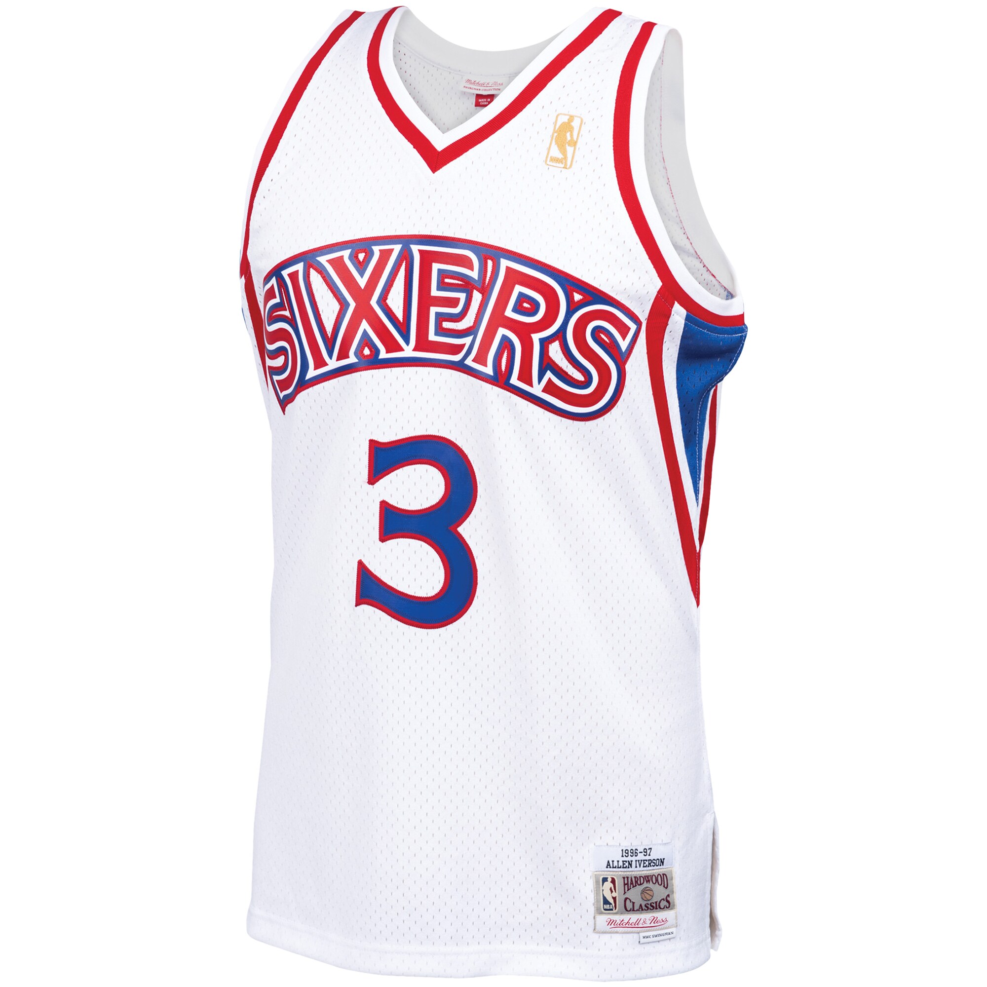 Allen Iverson Philadelphia 76ers Mitchell & Ness Hardwood Classics Swingman Jersey - White - vstockx