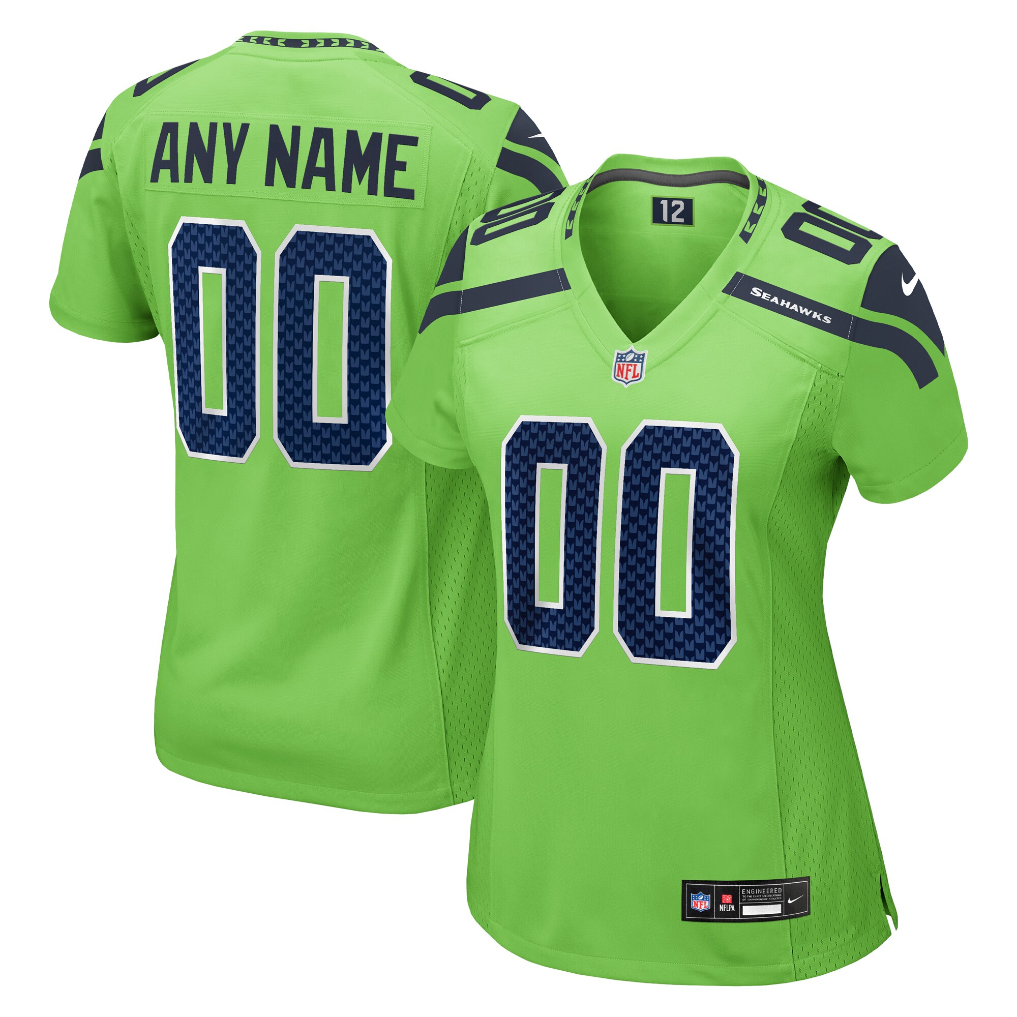 Seattle Seahawks Nike Women's Alternate Custom Game Jersey - Neon Green - vstockx