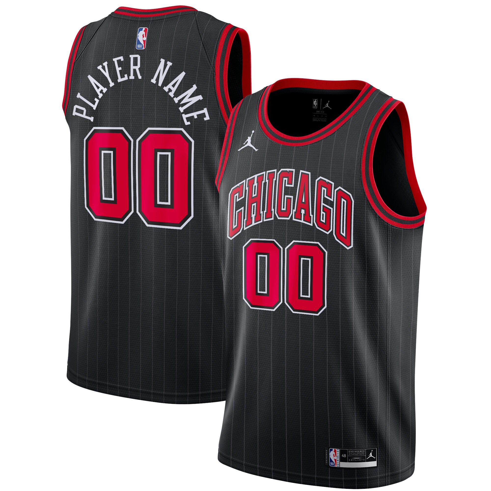 Chicago Bulls Jordans Brand Swingman Custom Jersey - Statement Edition - Black - vstockx