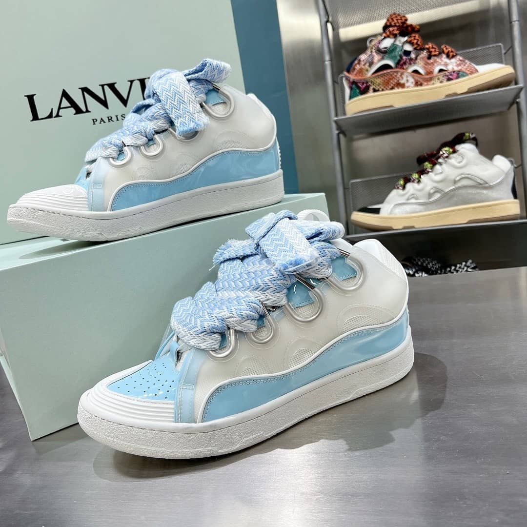 Lanvin Leather Curb White Blue (Women's) - vstockx