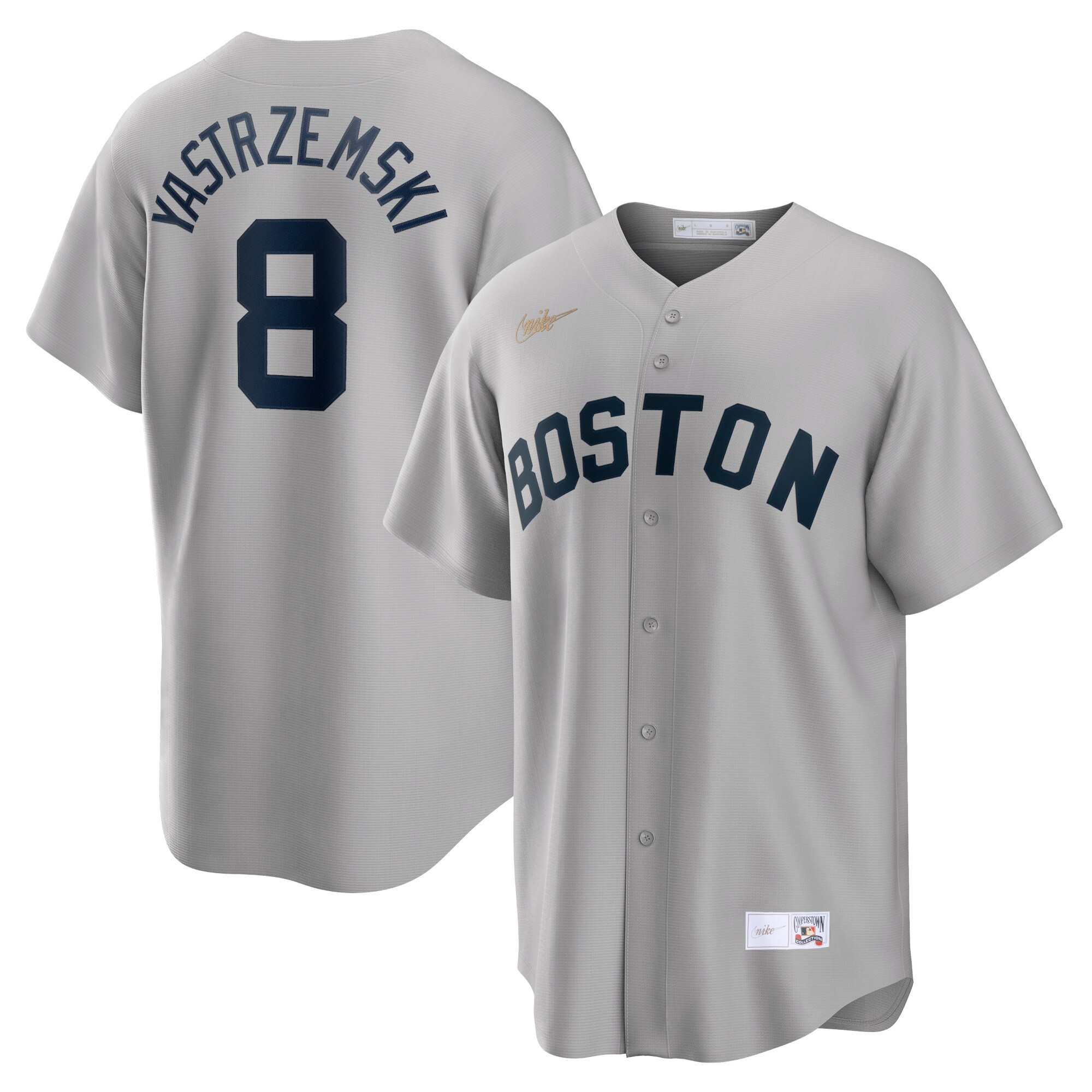 Carl Yastrzemski Boston Red Sox Nike Road Cooperstown Collection Player Jersey - Gray - vstockx