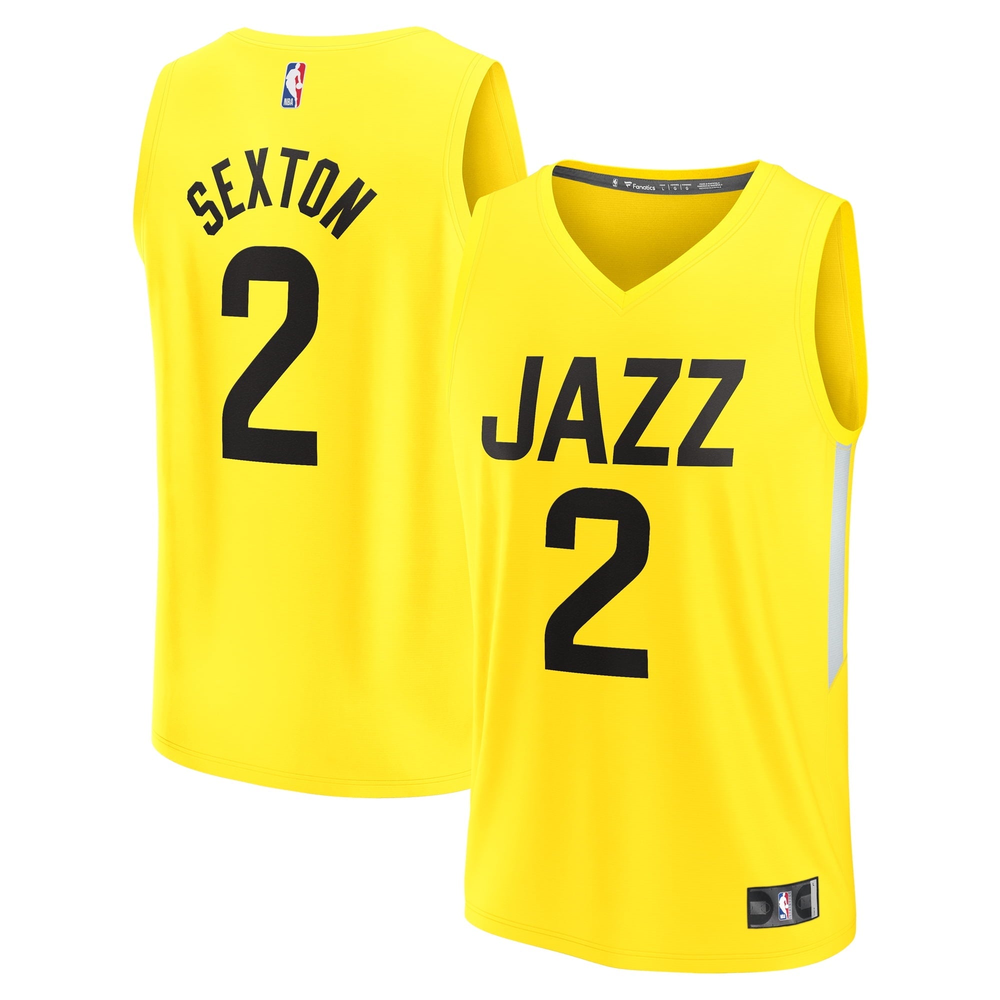 Youth Fanatics Branded Collin Sexton Yellow Utah Jazz Fast Break Player Jersey - Icon Edition - vstockx