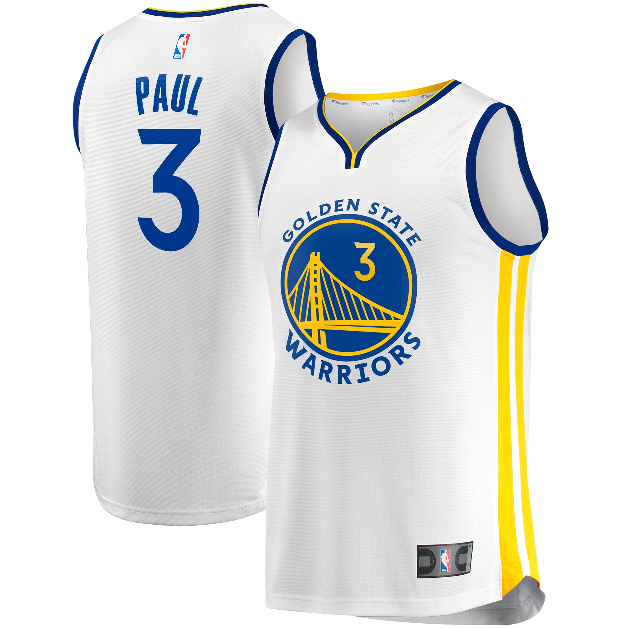 Chris Paul Golden State Warriors Fanatics Branded Youth Fast Break Player Jersey - Association Edition - White - vstockx