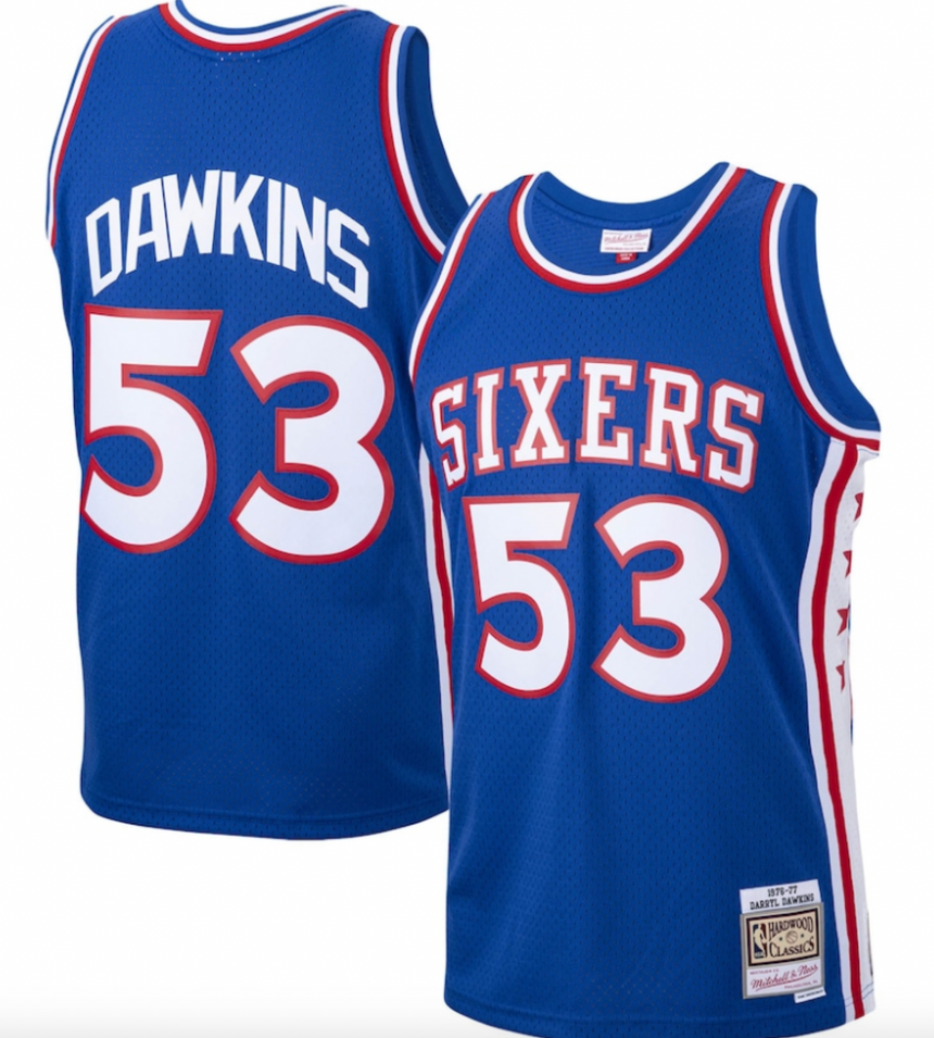 Men's Mitchell & Ness Darryl Dawkins Royal Philadelphia 76ers 1976-77 Hardwood Classics Swingman Player Jersey - vstockx