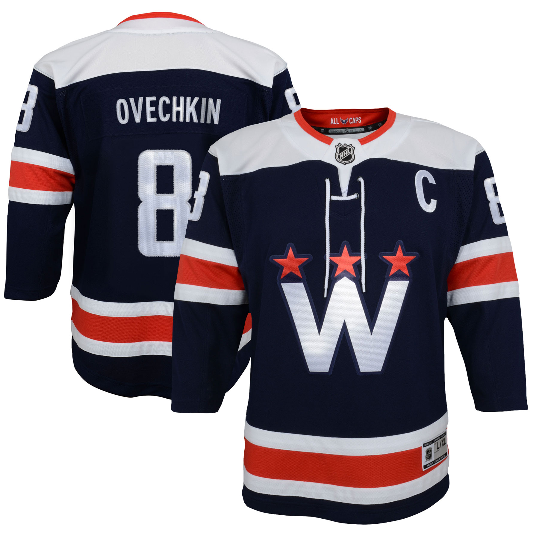 Alexander Ovechkin Washington Capitals Youth 2020/21 Alternate Premier Player Jersey - Navy - vstockx