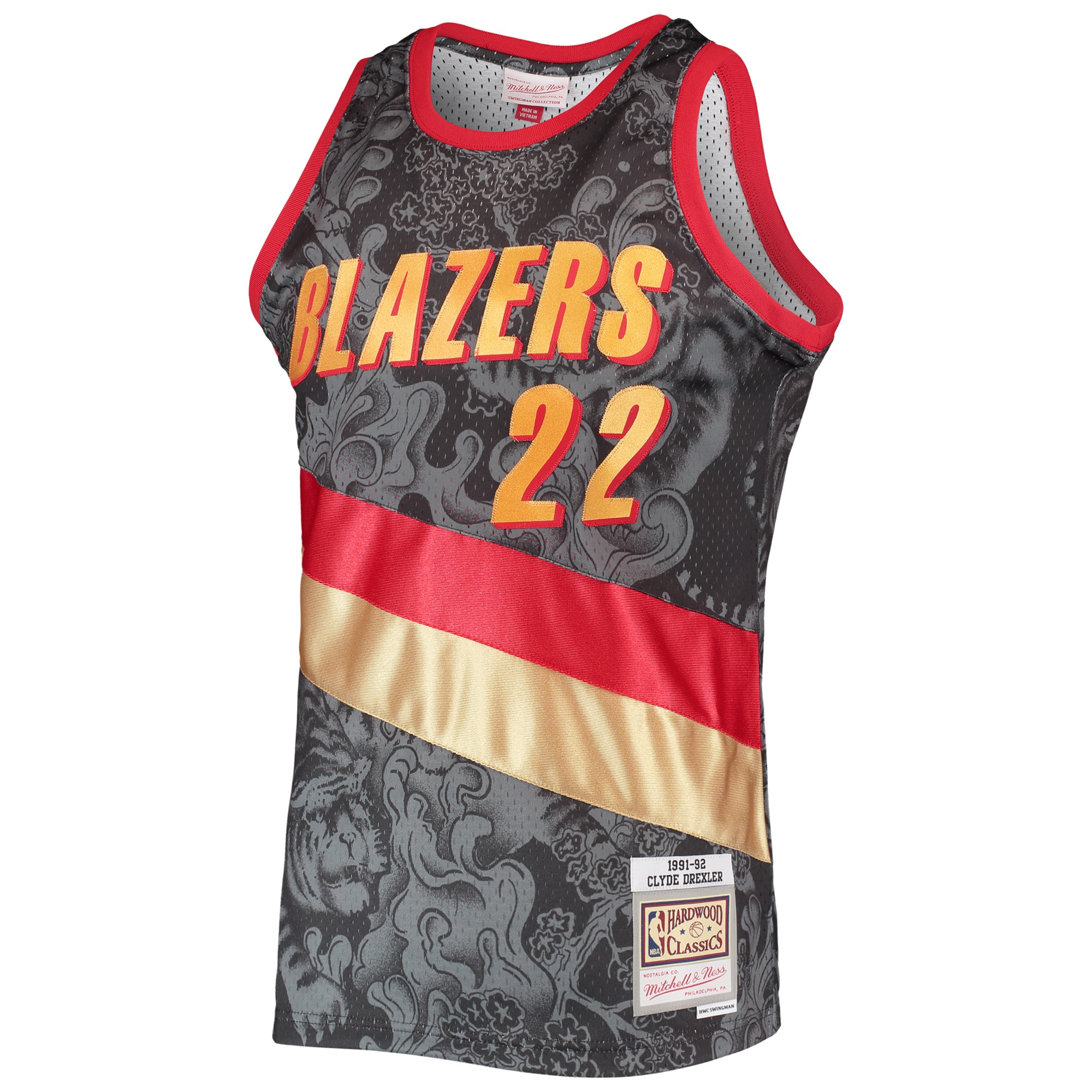 Clyde Drexler Portland Trail Blazers Mitchell & Ness Hardwood Classics 1991/92 Lunar New Year Swingman Jersey - Black - vstockx