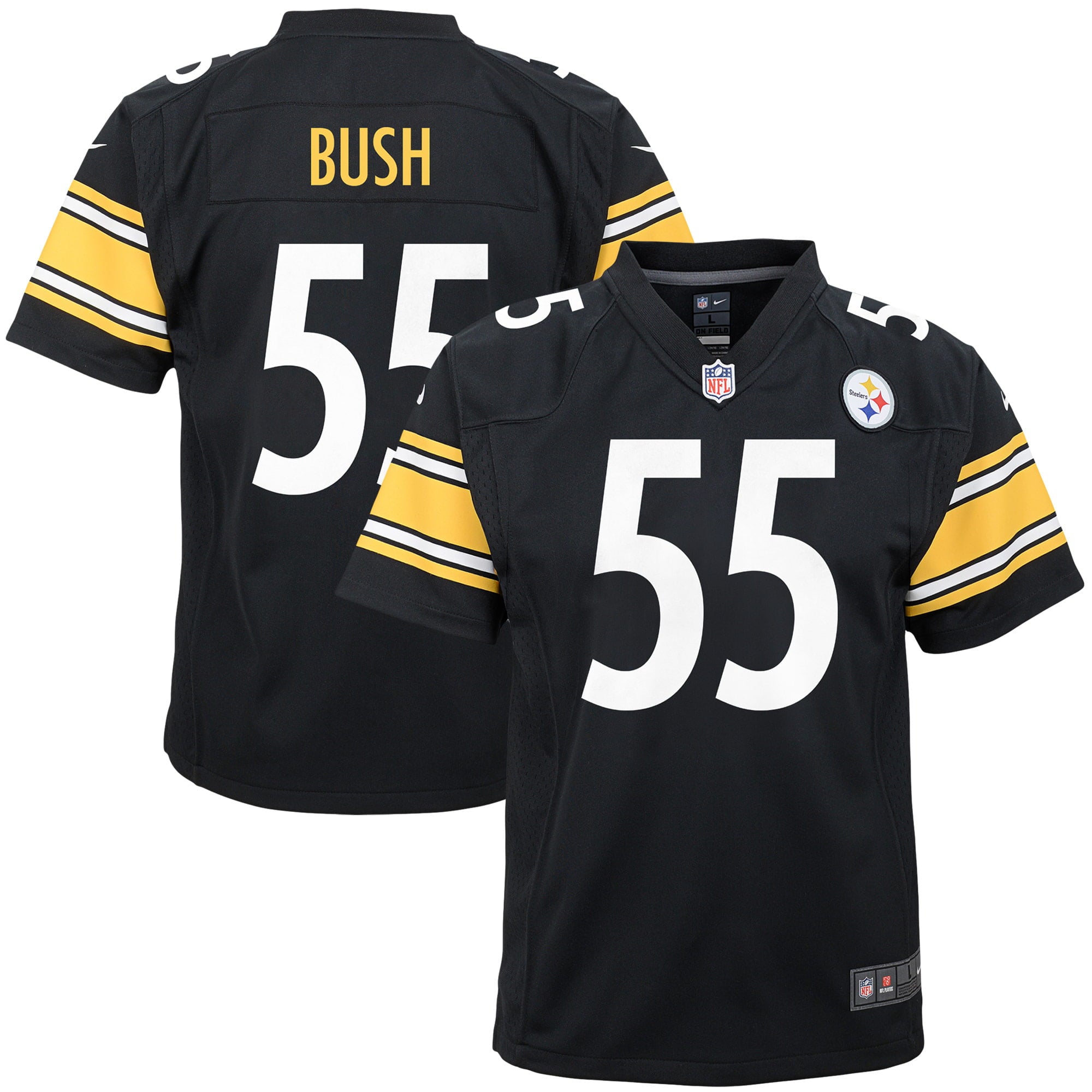 Youth Nike Devin Bush Black Pittsburgh Steelers Player Game Jersey - vstockx