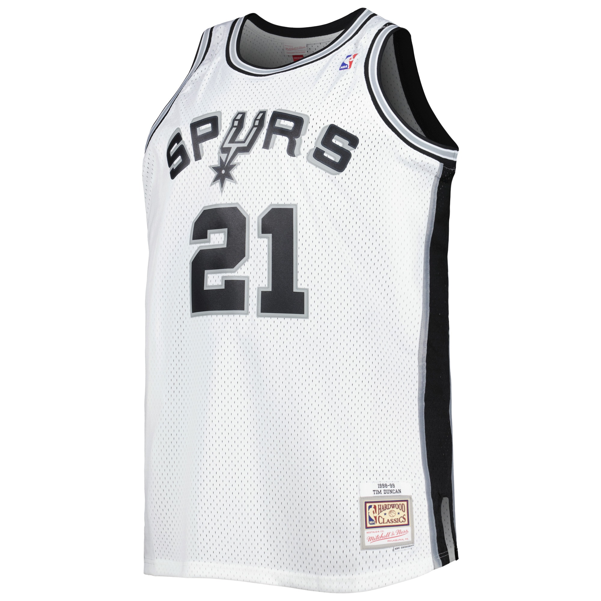 Tim Duncan San Antonio Spurs Mitchell & Ness Big & Tall Hardwood Classics 1998/99 Swingman Jersey - White - vstockx