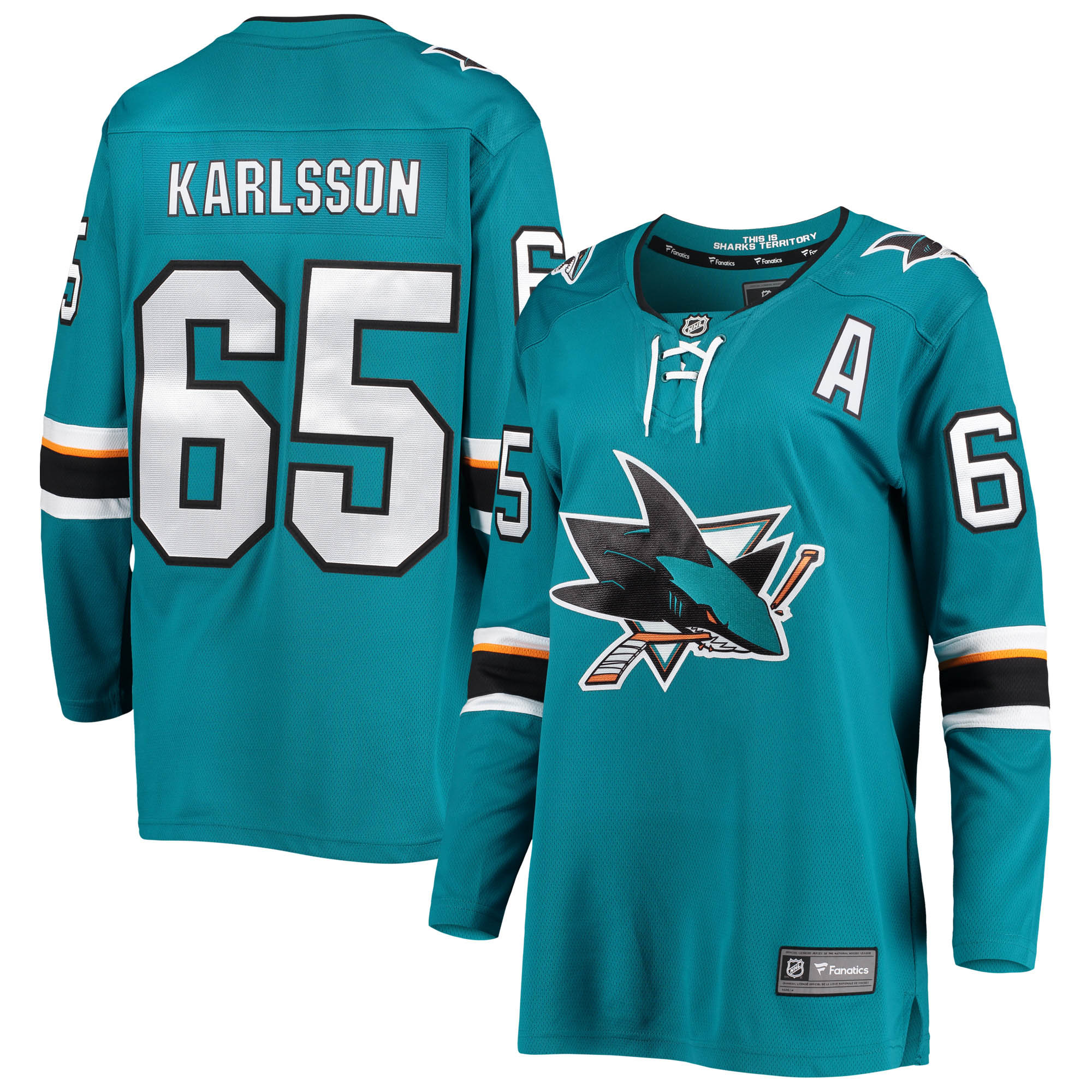 Erik Karlsson San Jose Sharks Fanatics Branded Women's Breakaway Home Team Player Jersey - Teal - vstockx