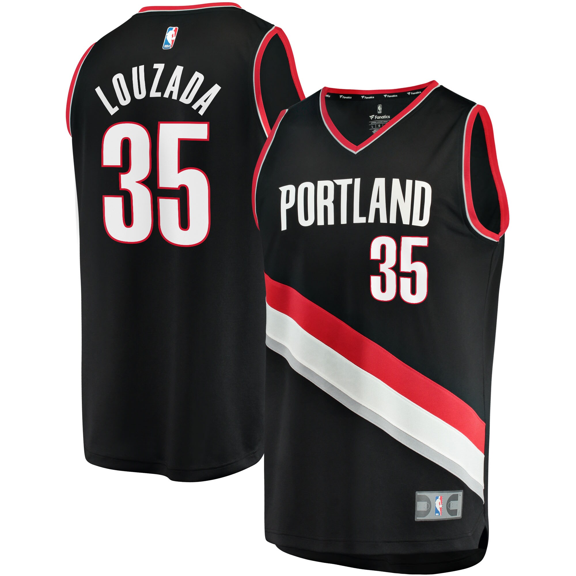 Didi Louzada Portland Trail Blazers Fanatics Branded Youth 2021/22 Fast Break Replica Jersey - Icon Edition - Black - vstockx