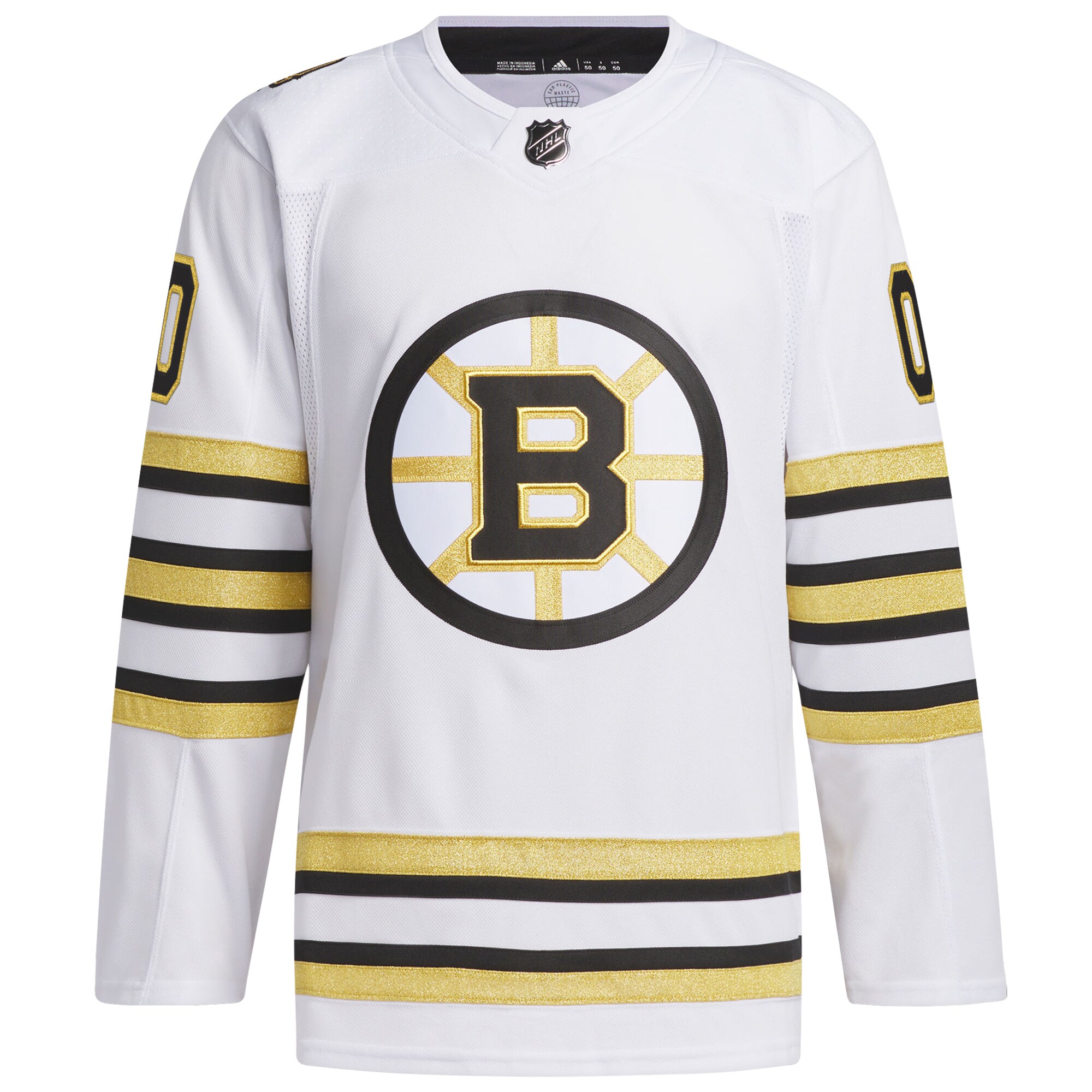 Boston Bruins adidas 100th Anniversary Primegreen Authentic Custom Jersey - White - vstockx