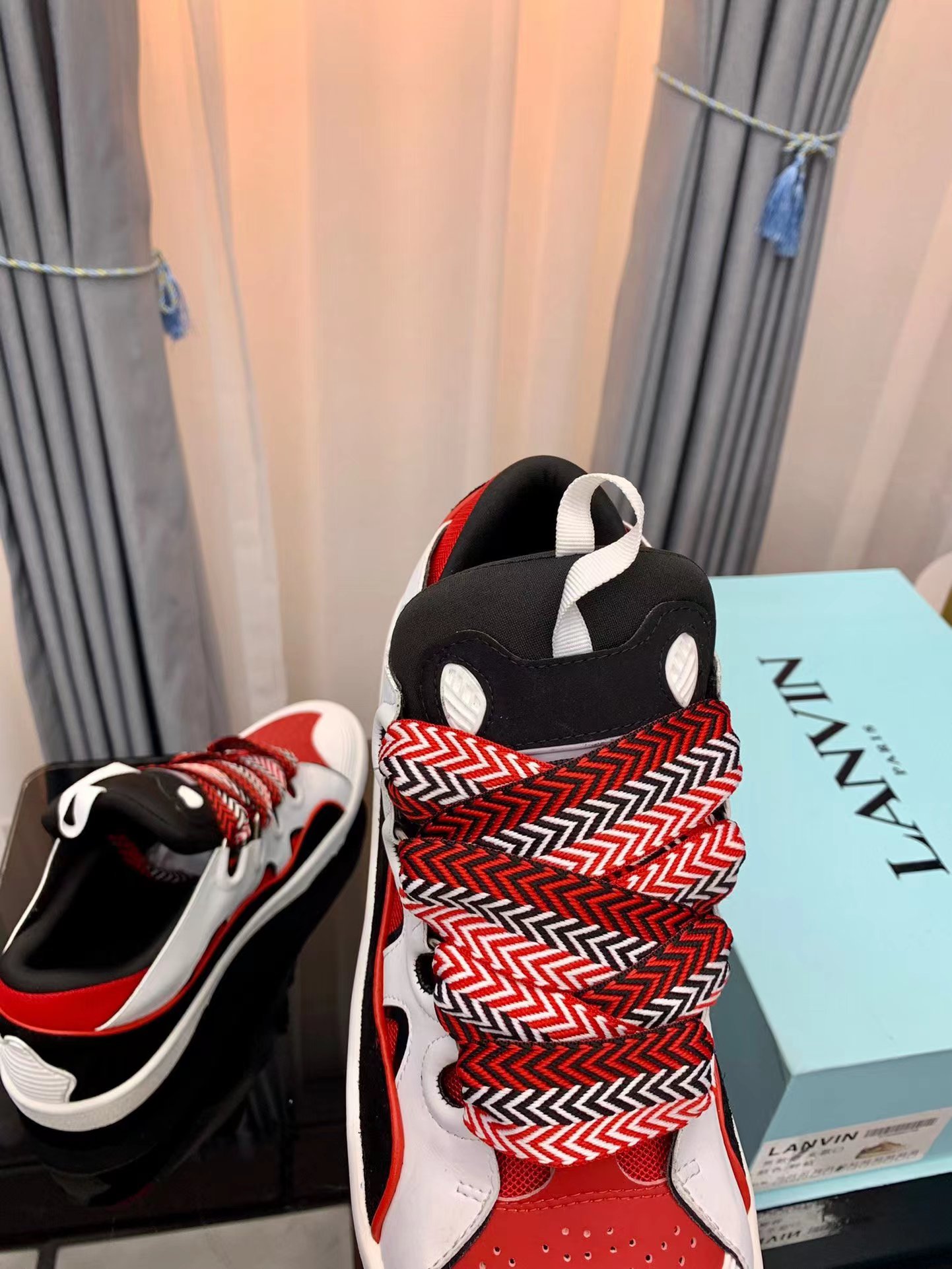 Lanvin Leather Curb Red and white - vstockx