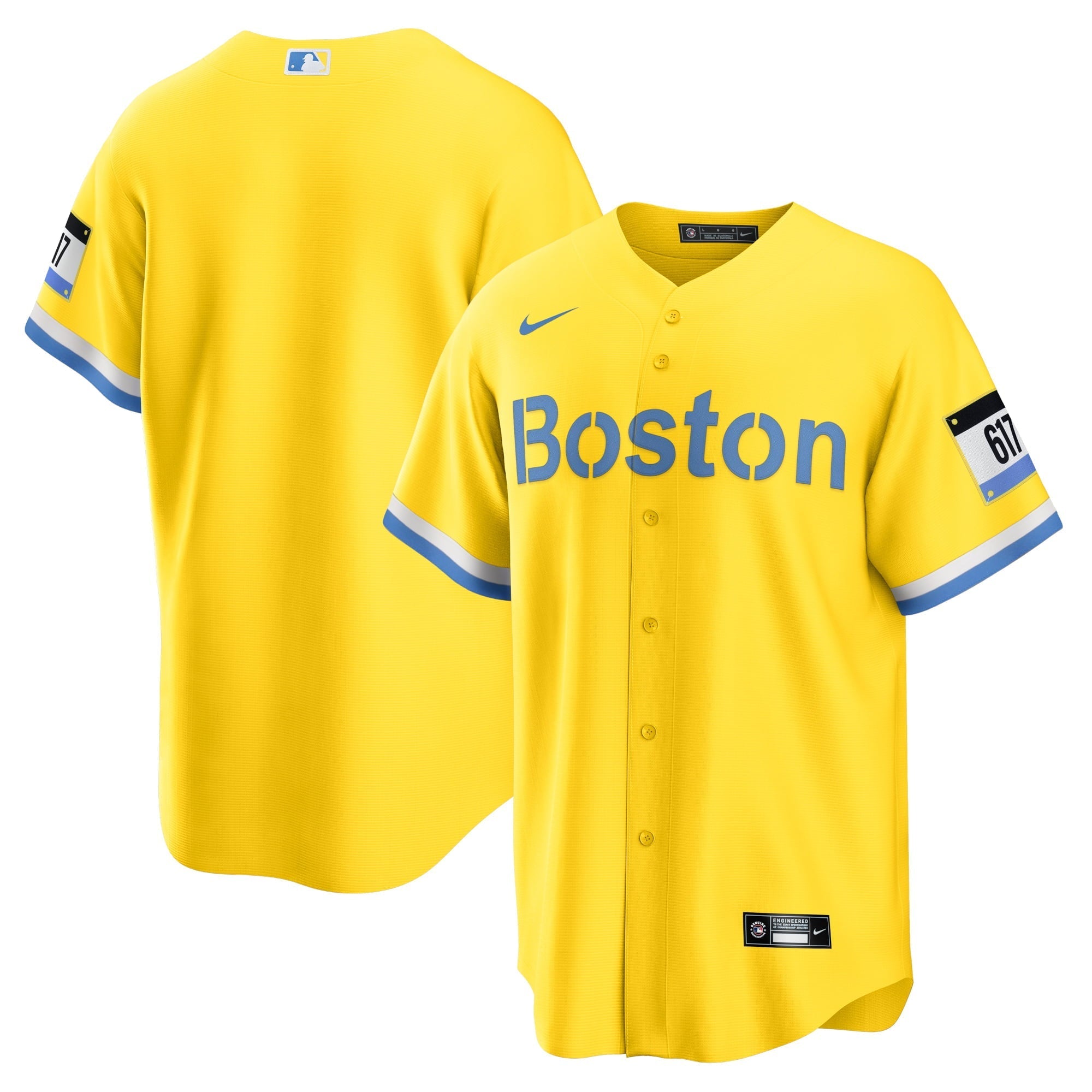 Men's Nike Gold/Light Blue Boston Red Sox City Connect Replica Jersey - vstockx