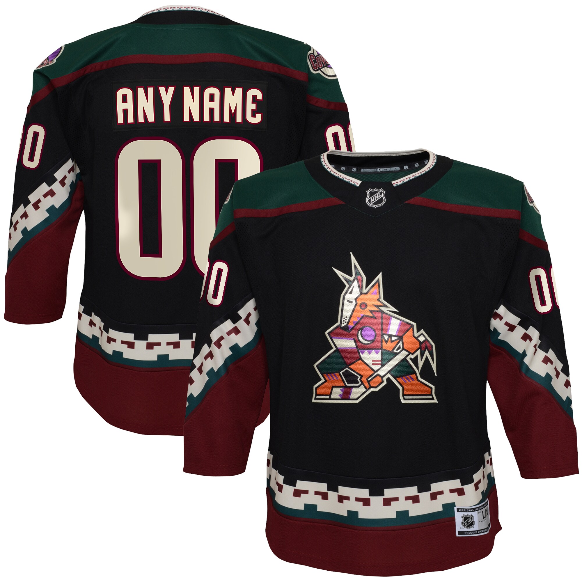 Arizona Coyotes Youth 2021/22 Home Premier Custom Jersey - Black - vstockx