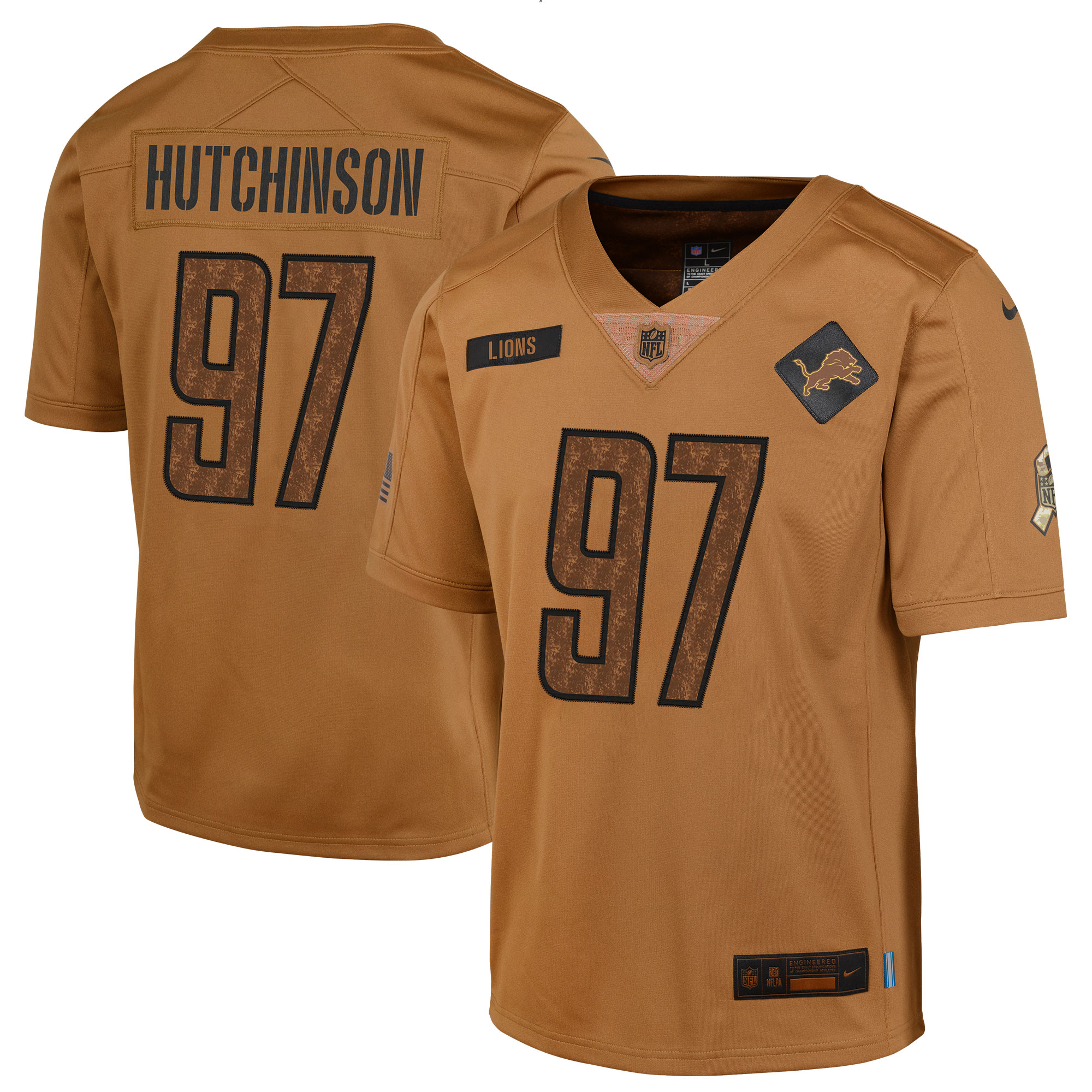 Aidan Hutchinson Detroit Lions Nike Youth 2023 Salute To Service Limited Jersey - Brown - vstockx